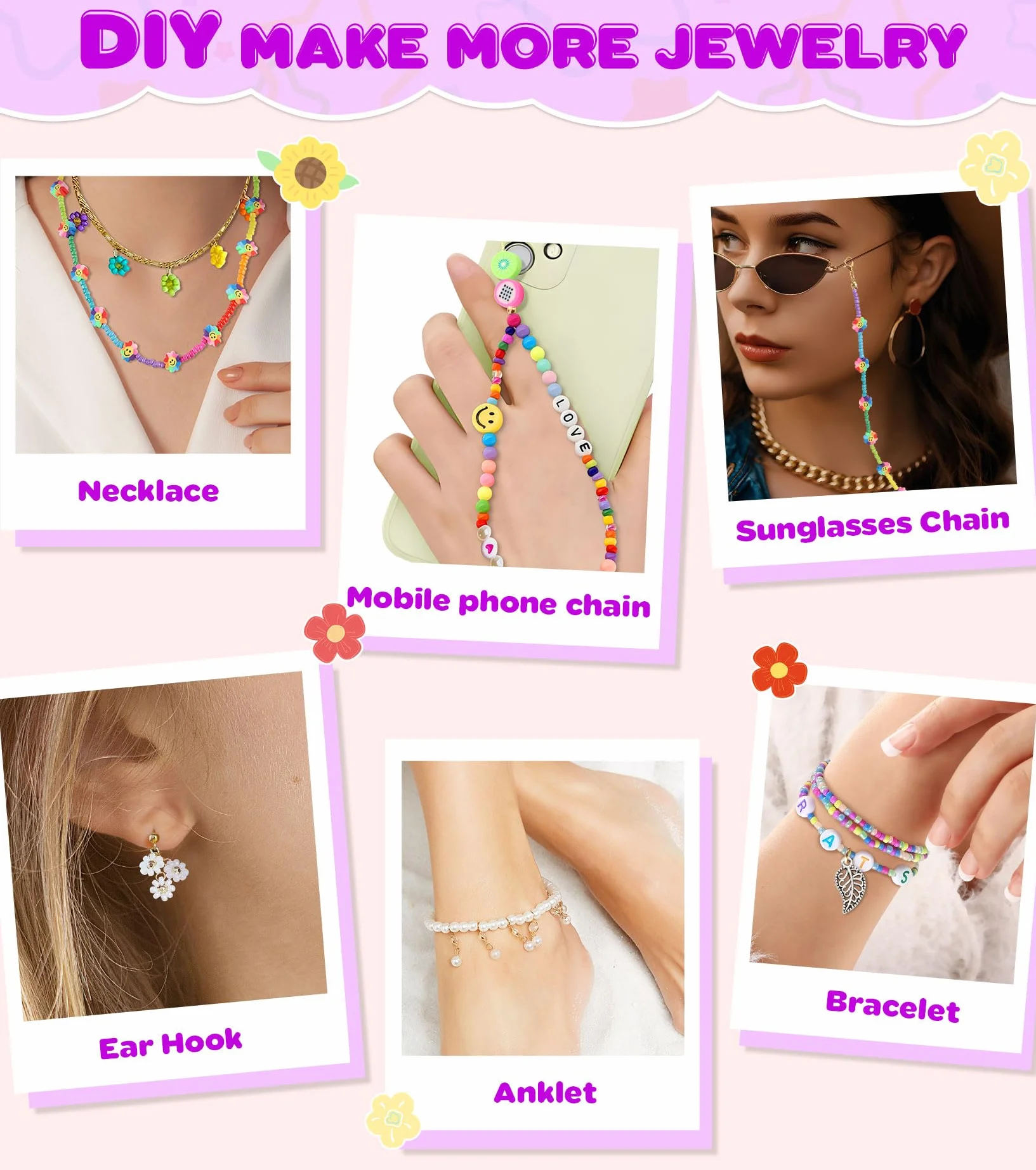 19000 Perline per Braccialetti, 36 Colori Bigiotteria Fai Da Te, Set Braccialetti Bambina, Perles d'Argile