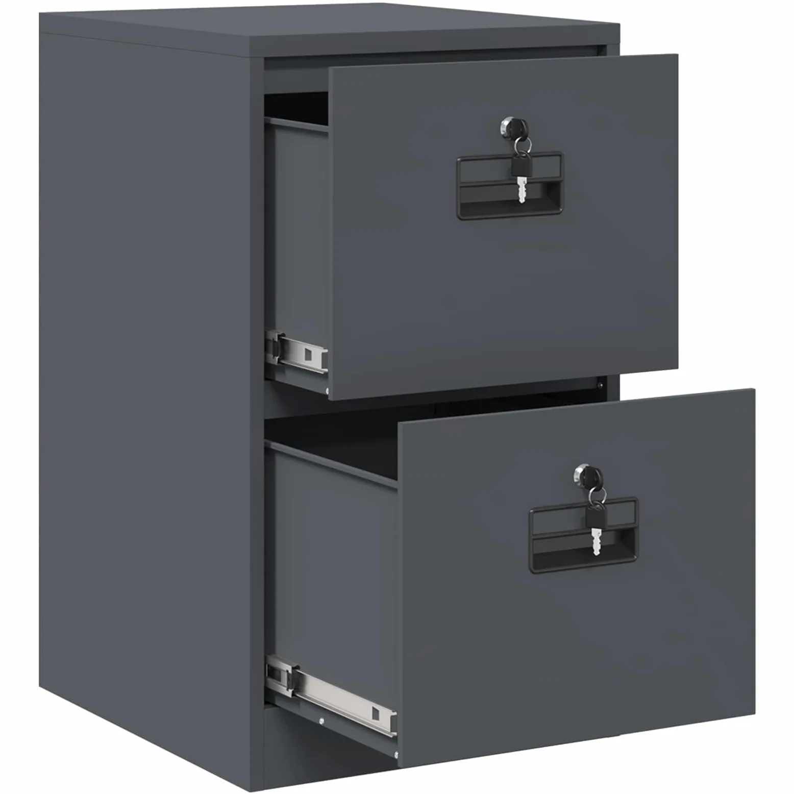 ACAGALA Armadio per File con Cassetto in Metallo, Cassettiera da Ufficio con 4 Cassetti, Mobile con Serratura Chiave, Armadietto Verticale per Documenti Metallo, 44x50x74,5 cm, Antracite