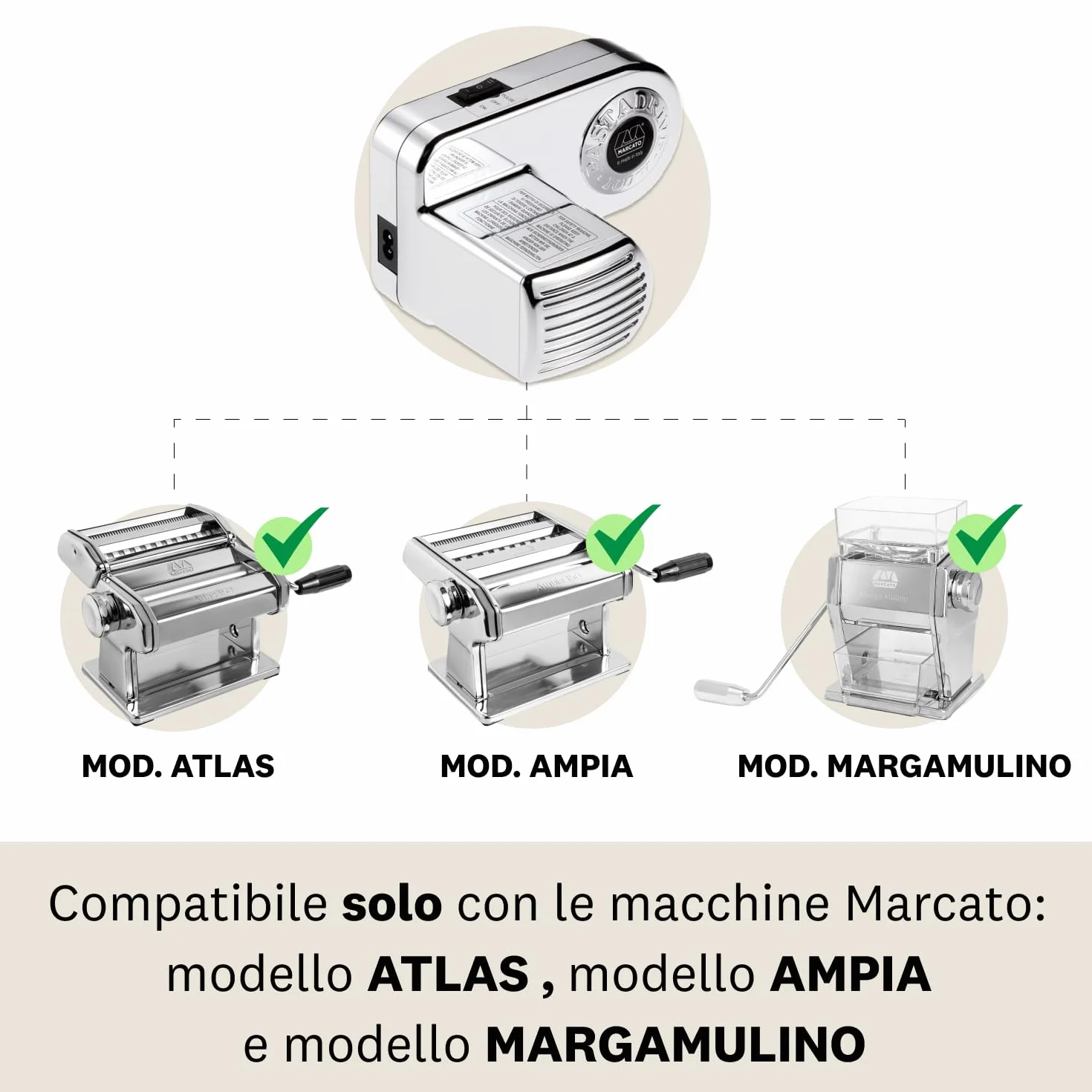Marcato Motore per Macchina per Pasta 100W Plastica Argento Linea Basic