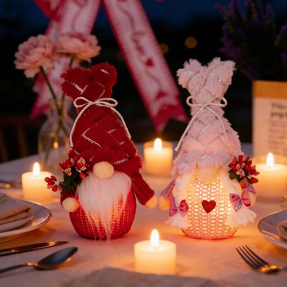 2 Pièces Décoration Peluche de Nain pour Saint Valentin, Tomte scandinave pour la Saint-Valentin, Figurines Créatives De Gnome Amusantes, Poupée De Festival Cadeaux pour Saint-Valentin