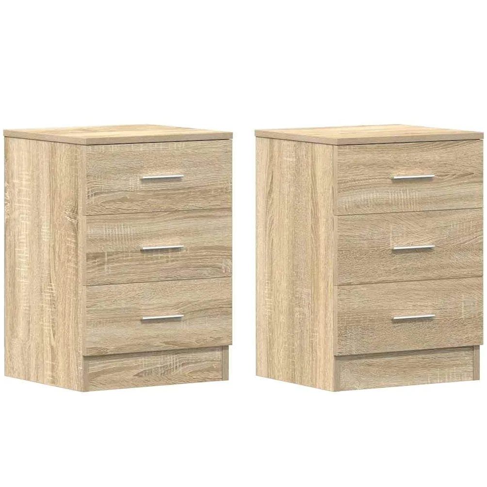 vidaXL 2X Comodini Moderni Eleganti Robusti con Cassetti Portaoggetti Armadietto Comò Cassettiera Versatile Rovere Sonoma 38x35x56 cm in Truciolato