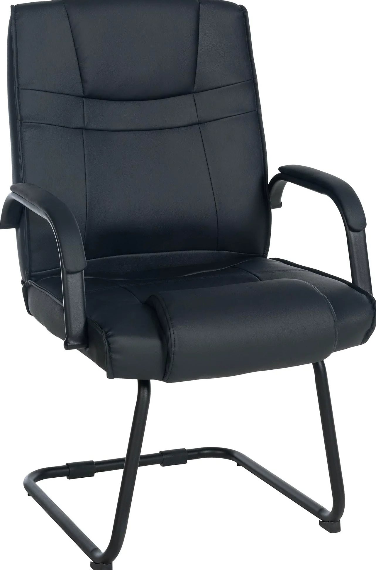 CLP Sedia Cantilever XXL Attila In Similpelle I Sedia Studio Con Imbottitura E Braccioli I Sedia Ufficio Conferenza, Colore:nero/nero