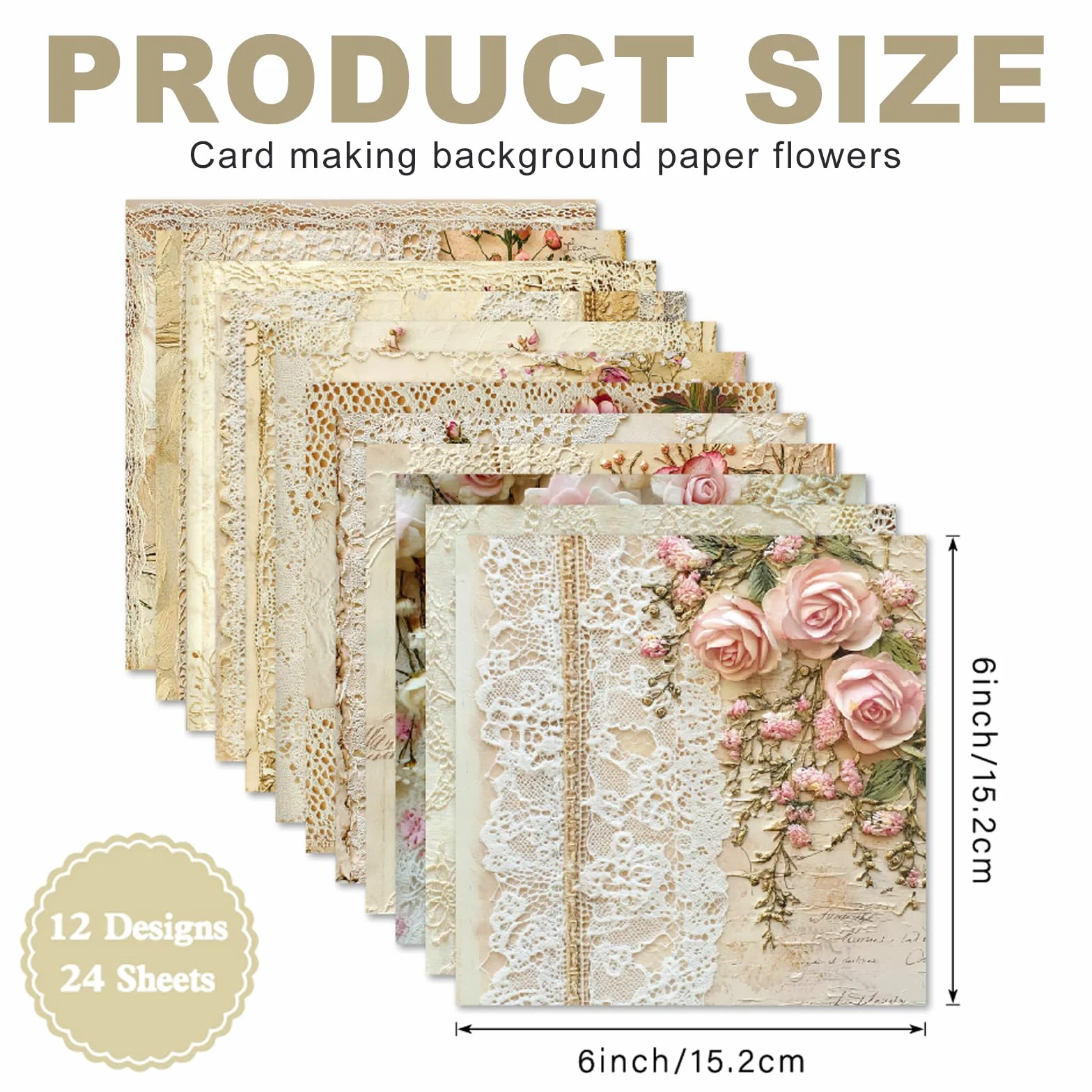 Carte di sfondo per scrapbooking 15,2x15,2cm carta decorativa con motivo rose romantiche floreali fai da te confezioni regalo