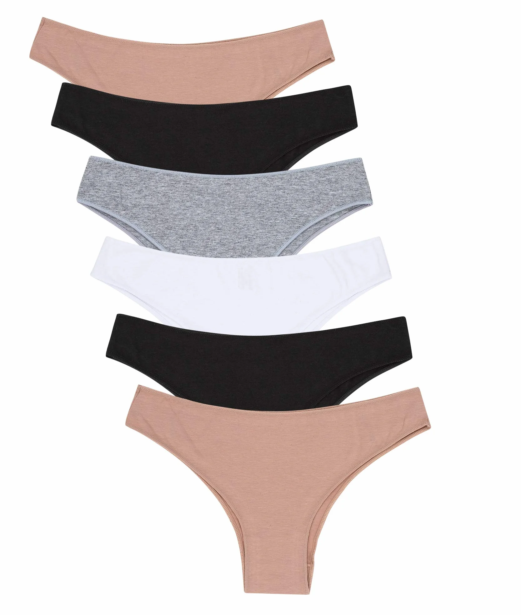 Channo Culotte Donna in Cotone 6 Pezzi - Mutande Brasiliane Traspiranti con Colorazione Resistente, Slip Intimo Comodo