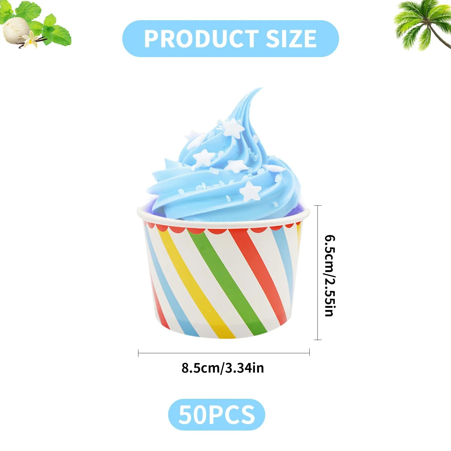 50 tazze per gelato da 200 ml, usa e getta, in carta, per dessert, yogurt congelato, contenitori per alimenti da asporto