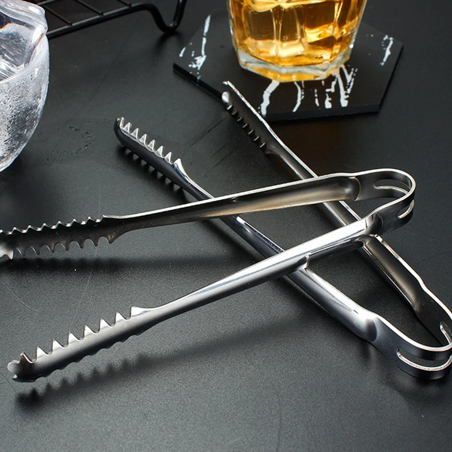 Pinze Per Ghiaccio in Acciaio Inossidabile da 10 Pezzi, Pinze Per Ghiaccio Mini Pinze Per Zucchero, Pinze Per Piccoli Antipasti, Pinze Per Servire Cibo da Cucina, Clip da Cucina a Dente (22.8CM)