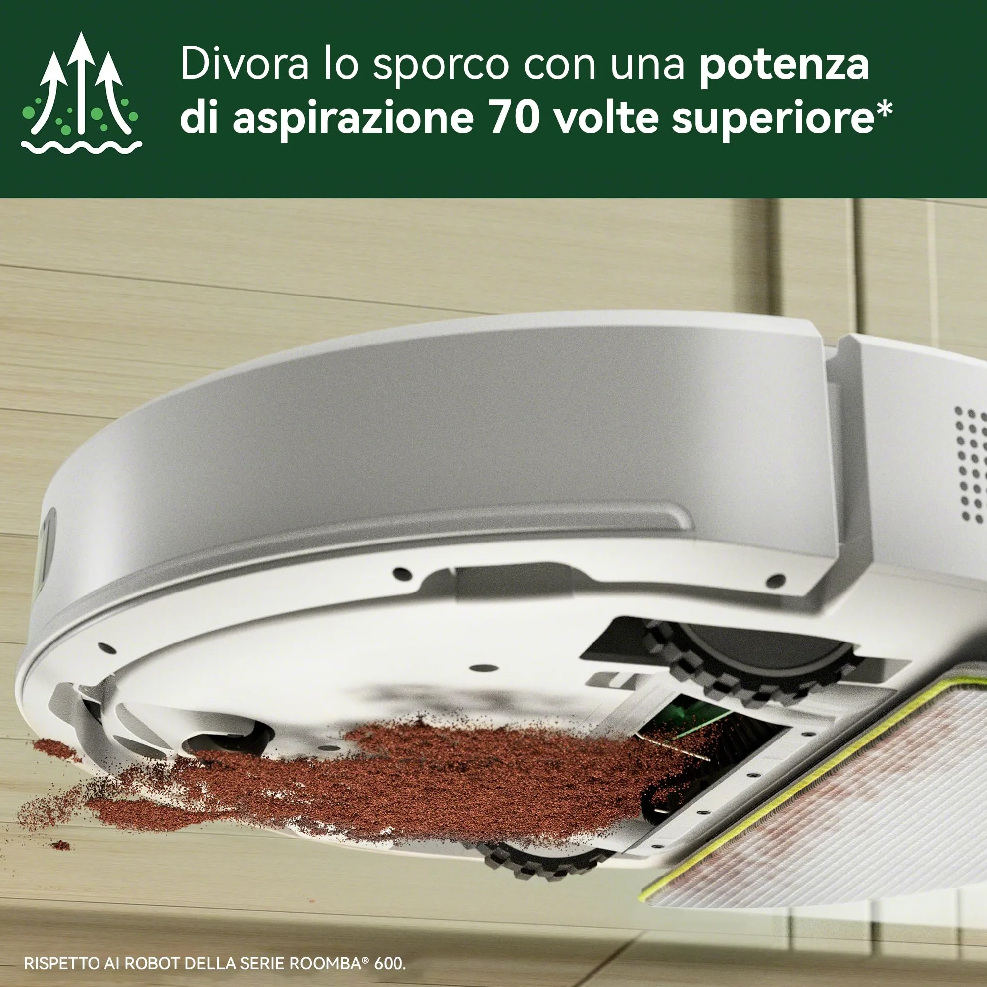 iRobot Roomba 105 Combo, Robot Aspirapolvere Lavapavimenti, Pulizia a 4 Fasi, Navigazione ClearView LiDAR, Rilevamento di Tappeti/Moquette, Pulizia Mirata, Controllo tramite App, Bianco