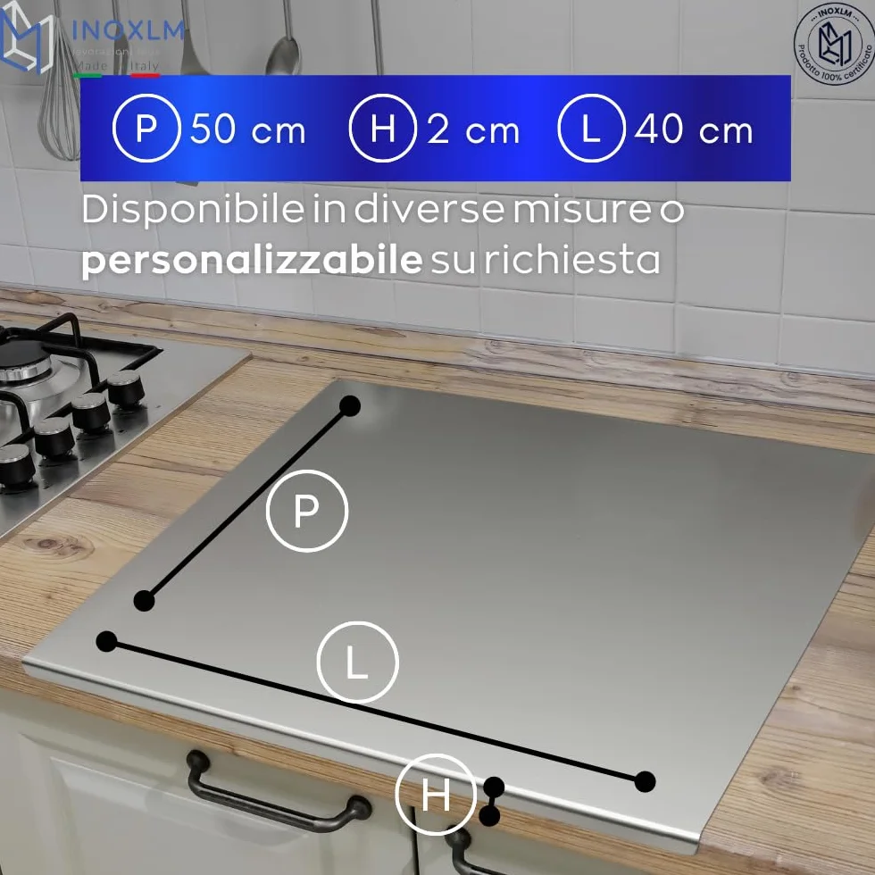 INOXLM Spianatoia in Acciaio Inox 40x50 Piega 2 cm