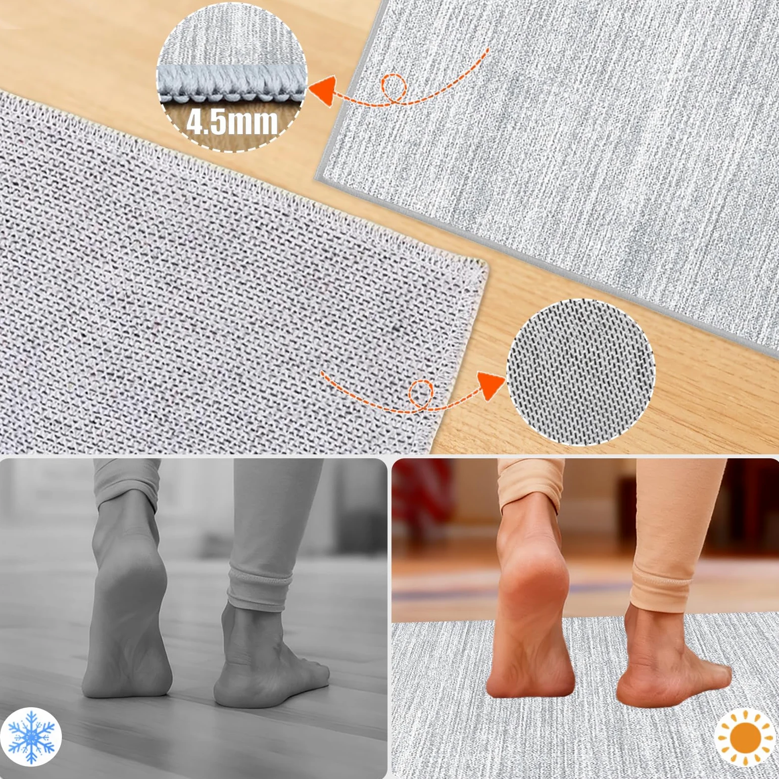 Tappetino per Sedia da Ufficio per Pavimenti Duri, Antigraffio, per Sedie da Scrivania, per Pavimenti in Laminato, Tappeto Sotto Scrivania, Antiscivolo per Tappeti, Tappetino Gaming Grigio 150 x 170cm
