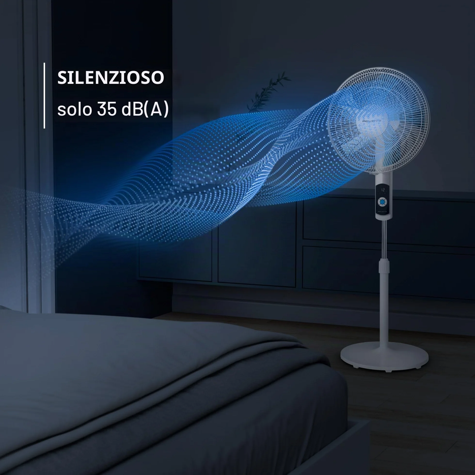 Rowenta Turbo Silence, Ventilatore a Piantana Potente, 12 Velocità Regolabili, Ventilatore Silenzioso, Oscillazione 120 gradi, Altezza Regolabile, Elevata Efficienza Energetica, VU5650
