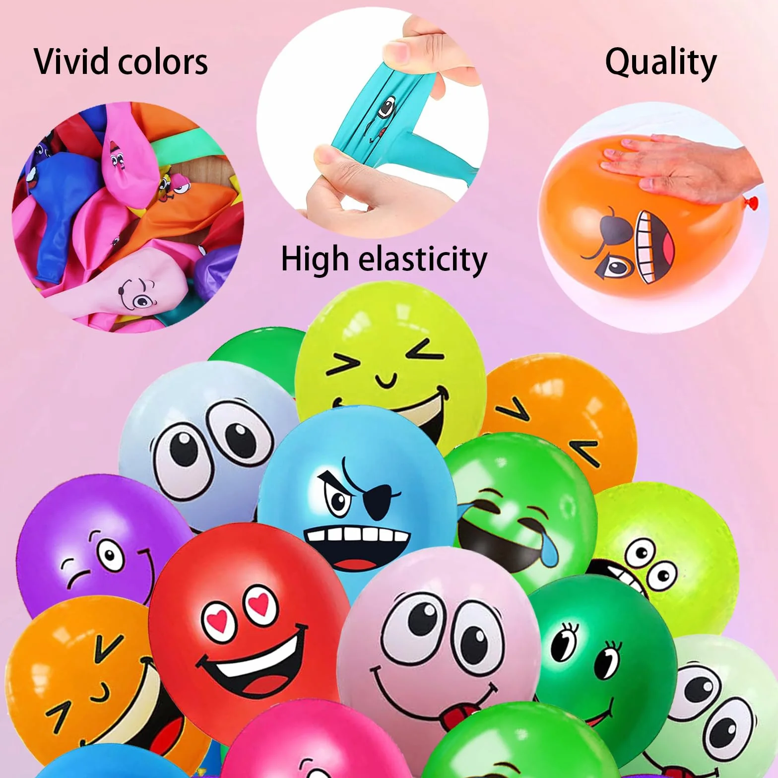 20/50/100/200 Pezzi Palloncini Smiley, 12 Pollici Emoji Lattice Palloncino Festa, Palloncini Colorati per Feste Anniversario San Valentino Compleanno Festa Battesimo Baby Shower Deco