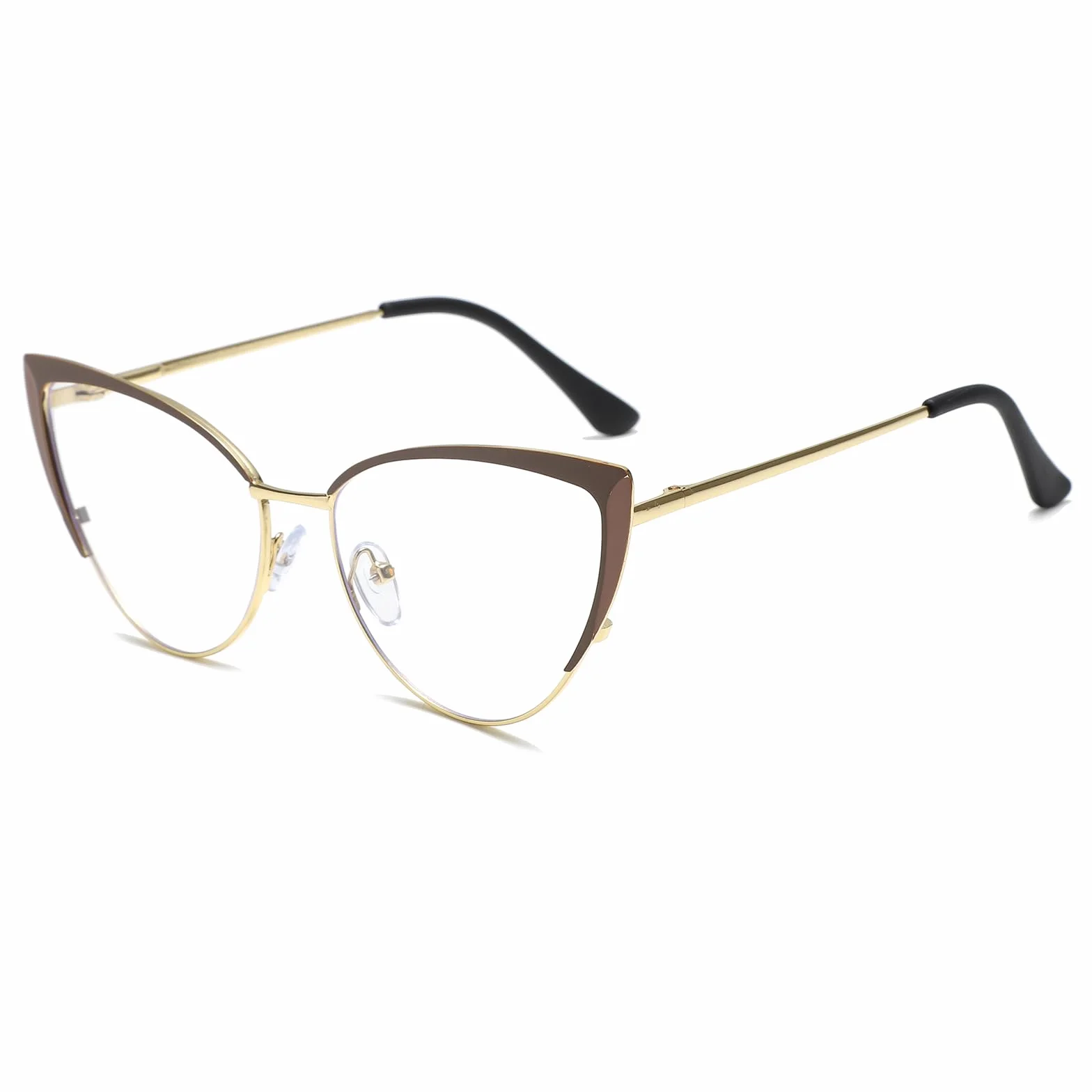Occhiali Luce Blu Donna Occhi di Gatto, Montatura Occhiali da Vista Metallo Anti Affaticamento per Computer Gioco Lettura