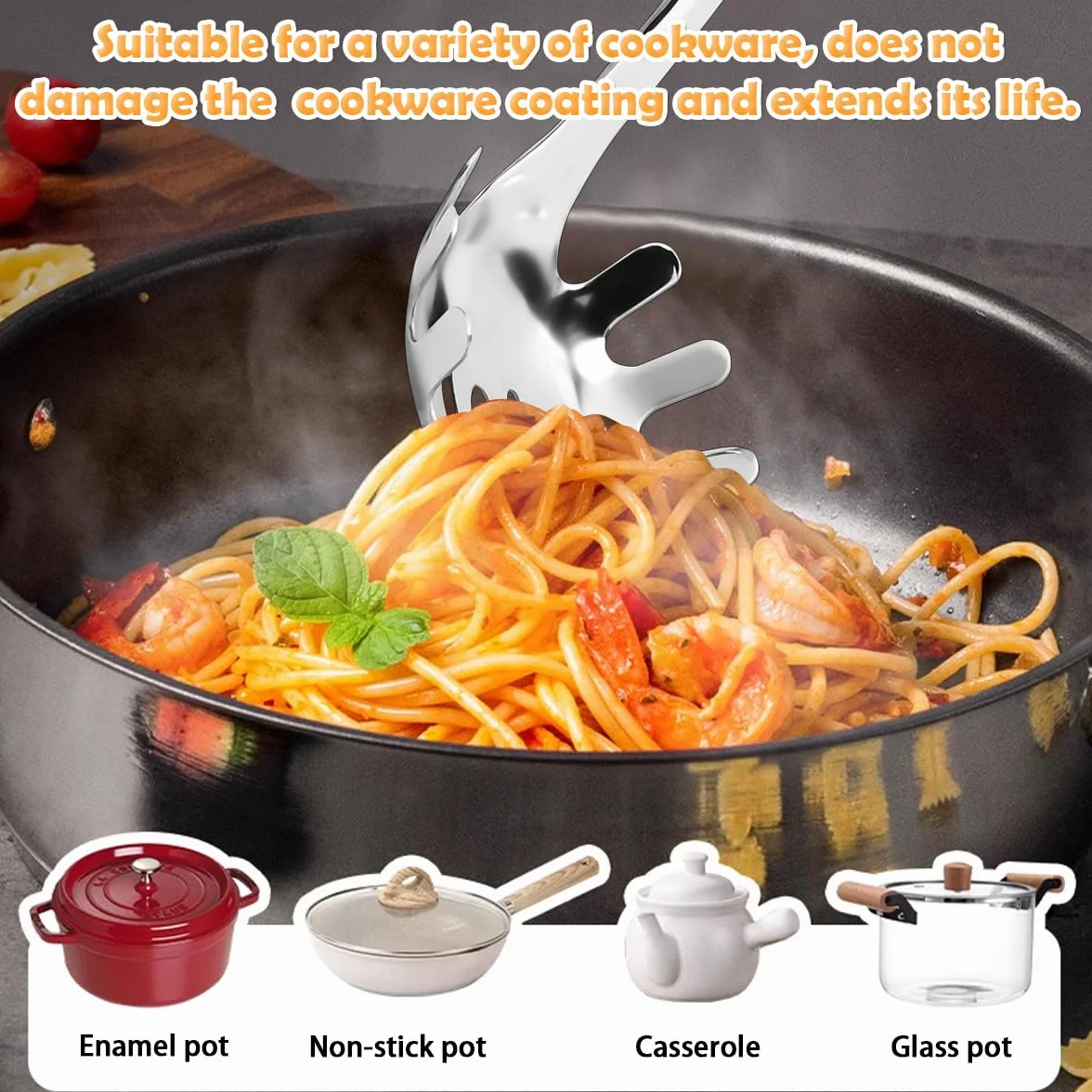 Mestolo Spaghetti Forchettone Per Spaghetti Utensili Cucina Acciaio Inox Mestolo Prendi Spaghetti Server Acciaio Cucchiaio Servispaghetti Per Pasta Lavabile In Lavastoviglie(30CM/11.81In)