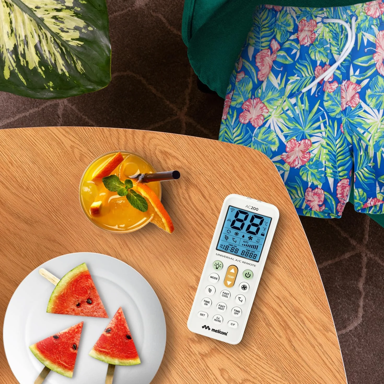 Meliconi AC 200 Telecomando Universale per Condizionatori/Climatizzatori Compatibile con la Maggior Parte dei Marchi, con Schermo Retroilluminato e Funzione Torcia, bianco, 802102