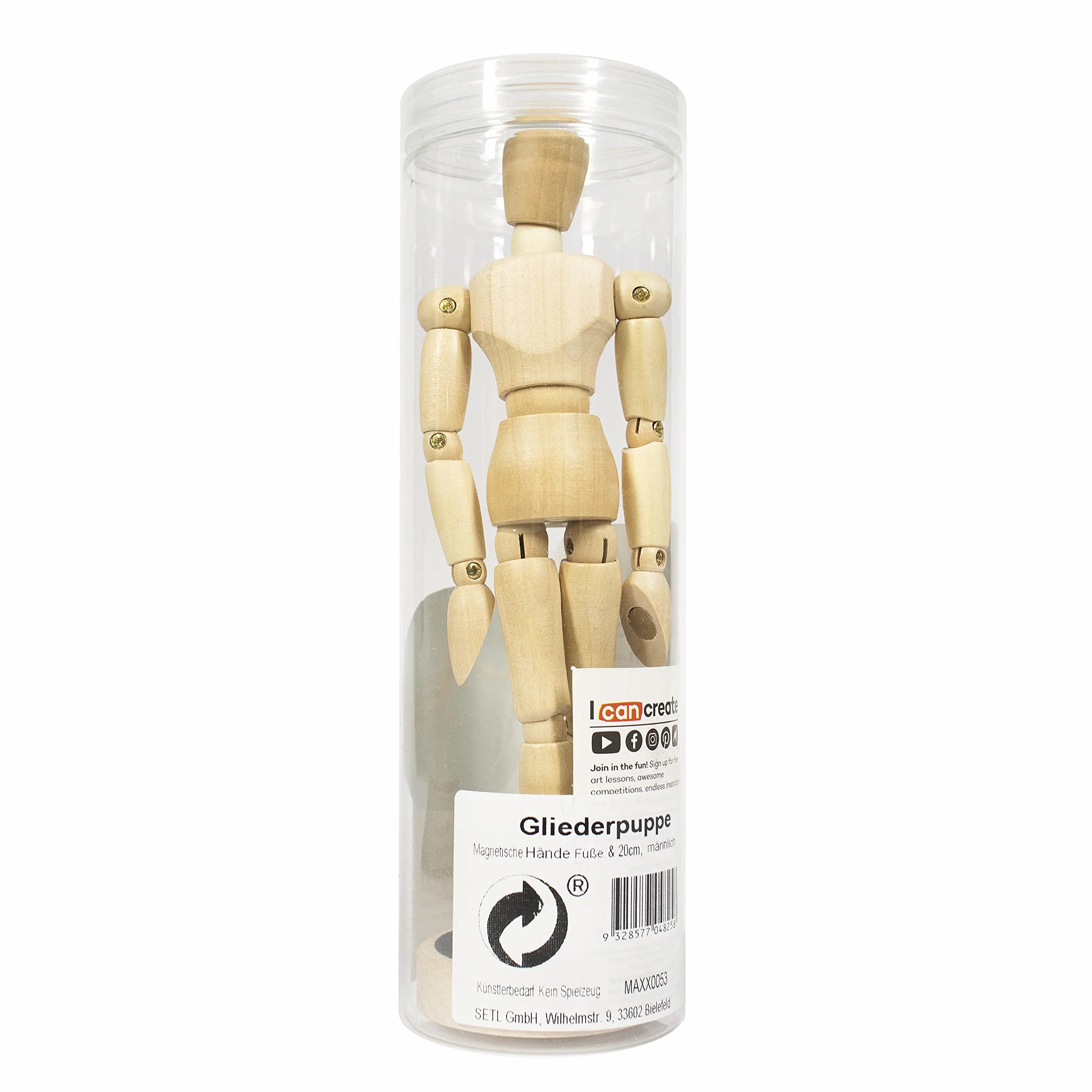 Mont Marte Manichino Disegno 20cm Legno Maschile Modello Magnetico per Artisti