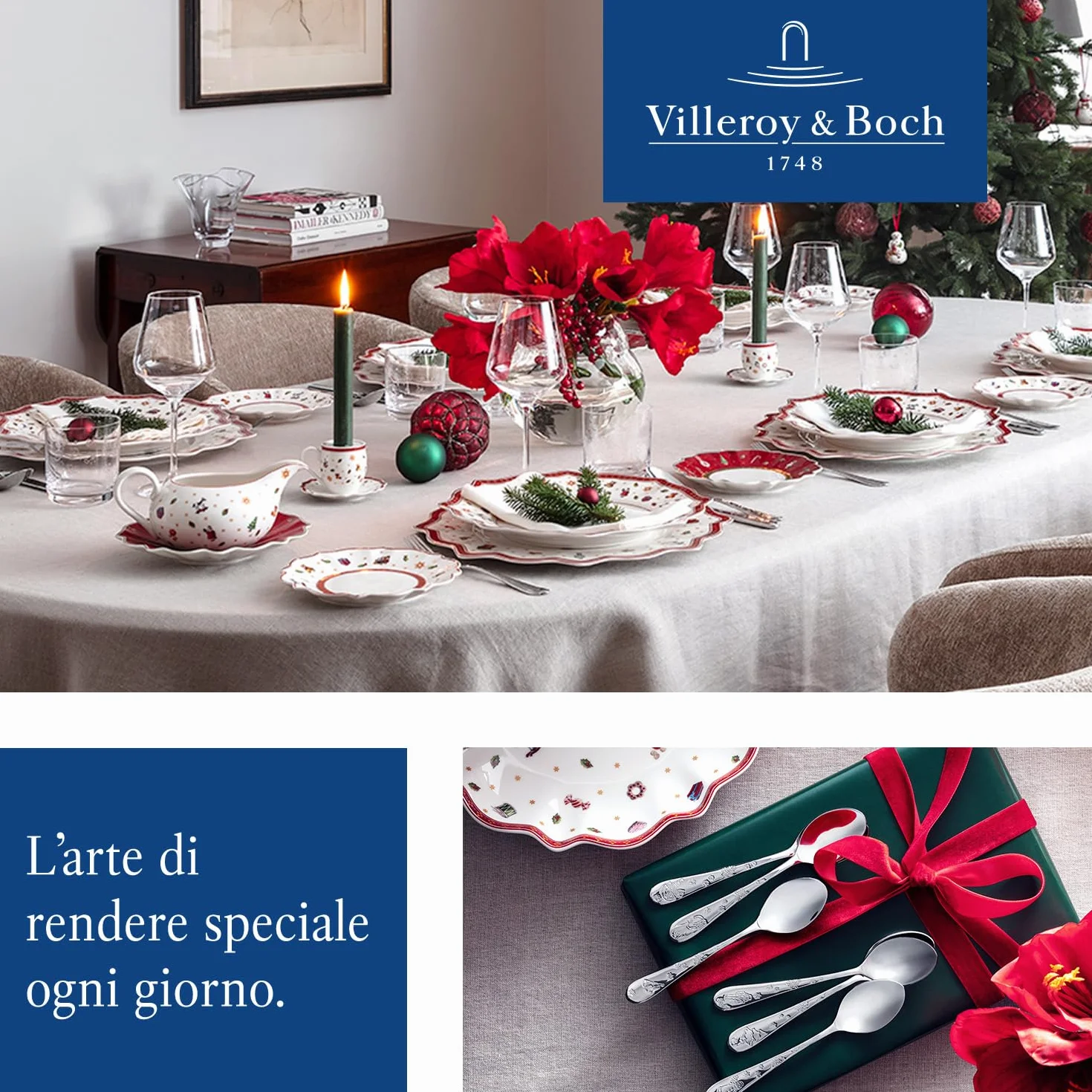 Villeroy & Boch Toy's Delight Piatto Segnaposto Ceramica Rosso Bianco Mikrowellengeeignet Weihnachten