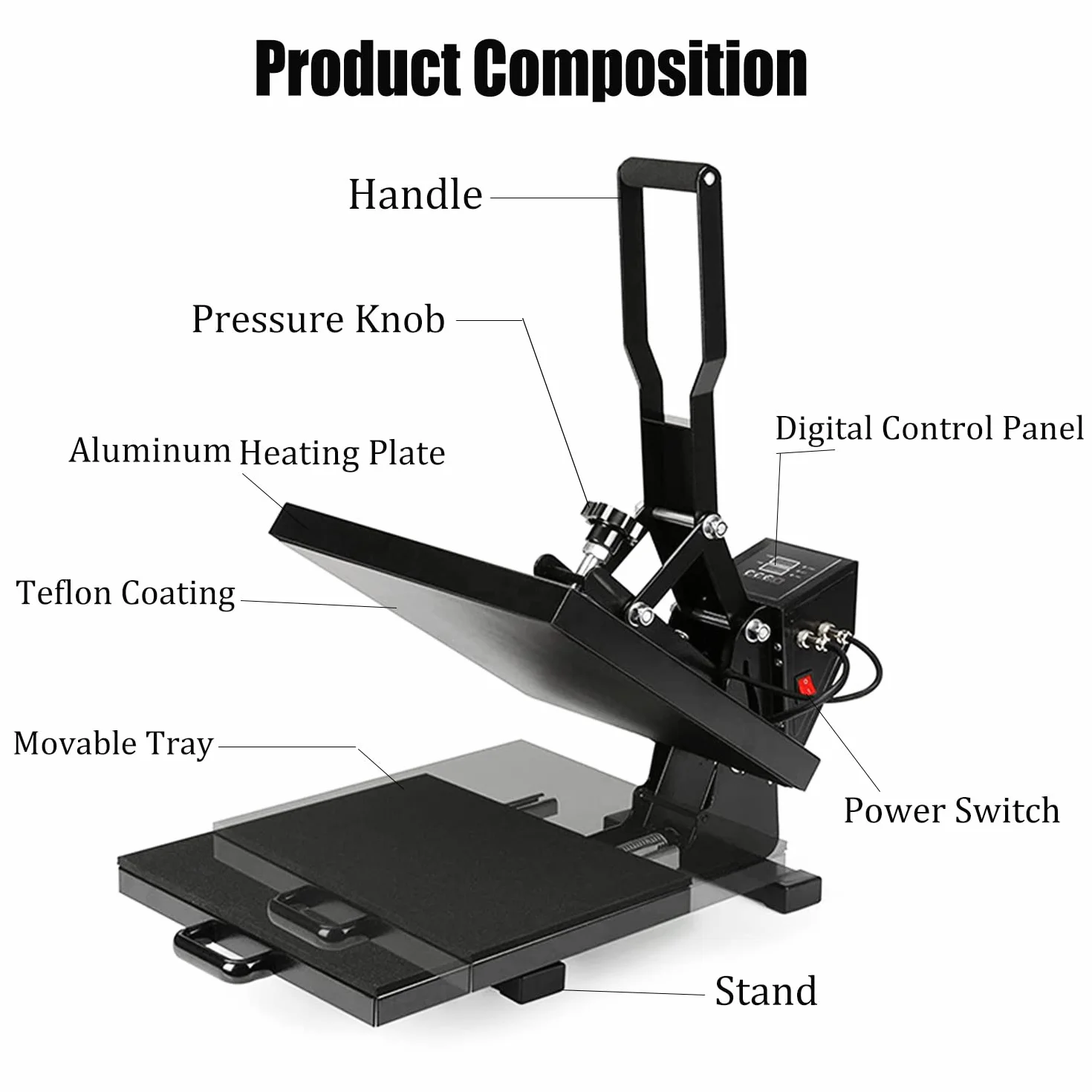 Heat Press Machine 40x50 cm Pressa a Caldo per Magliette con Doppio Tubo di Riscaldamento a Controllo Digitale 2000W Pressa Calore Termopressa Multiuso per Magliette, Cuscini, Borse DIY e Affari