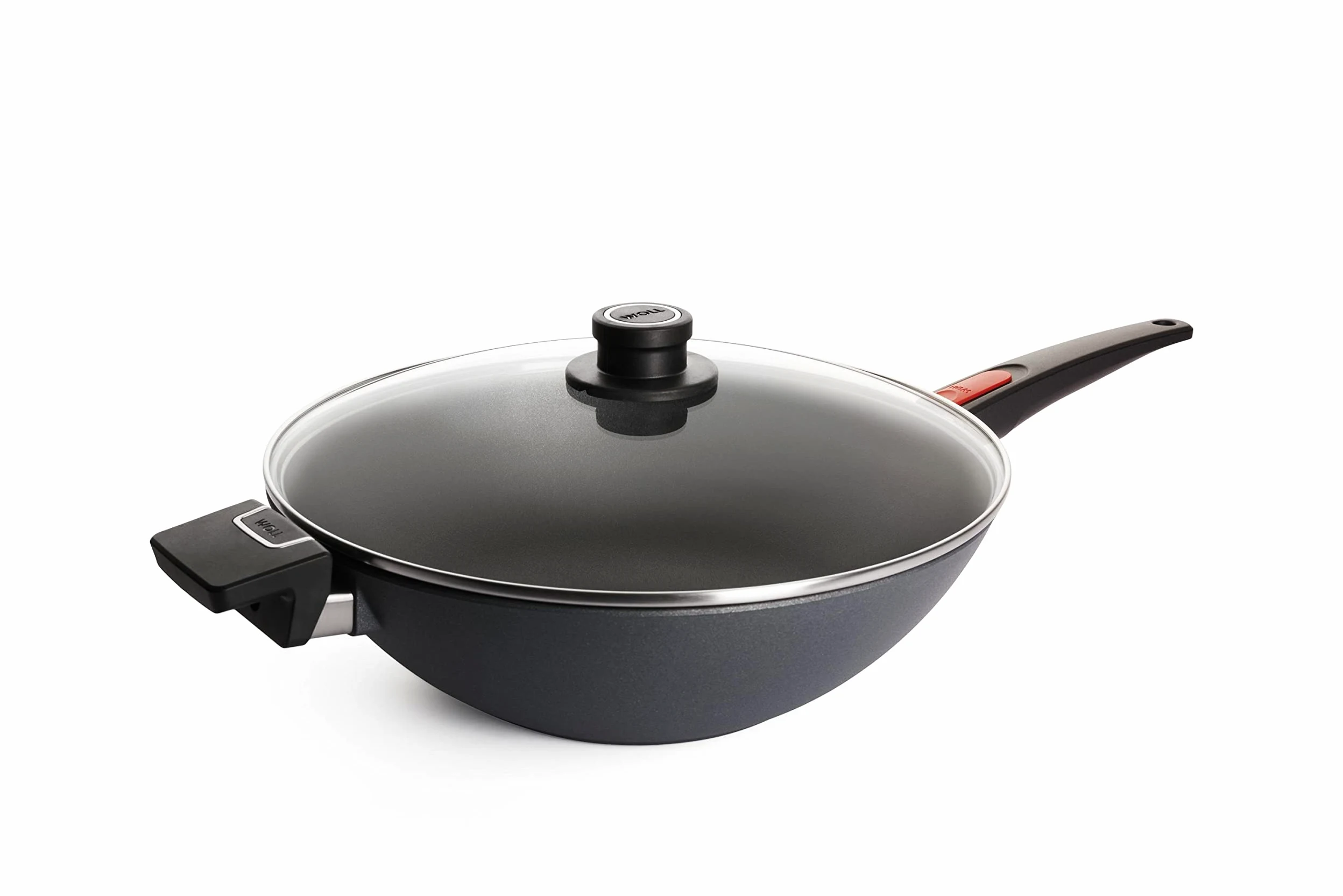 Woll 11034DPIL Diamond Lite in ghisa-Wok a induzione con Coperchio in Vetro in Scatola, Diametro 34 cm, 11 cm Altezza con Manico Rimovibile