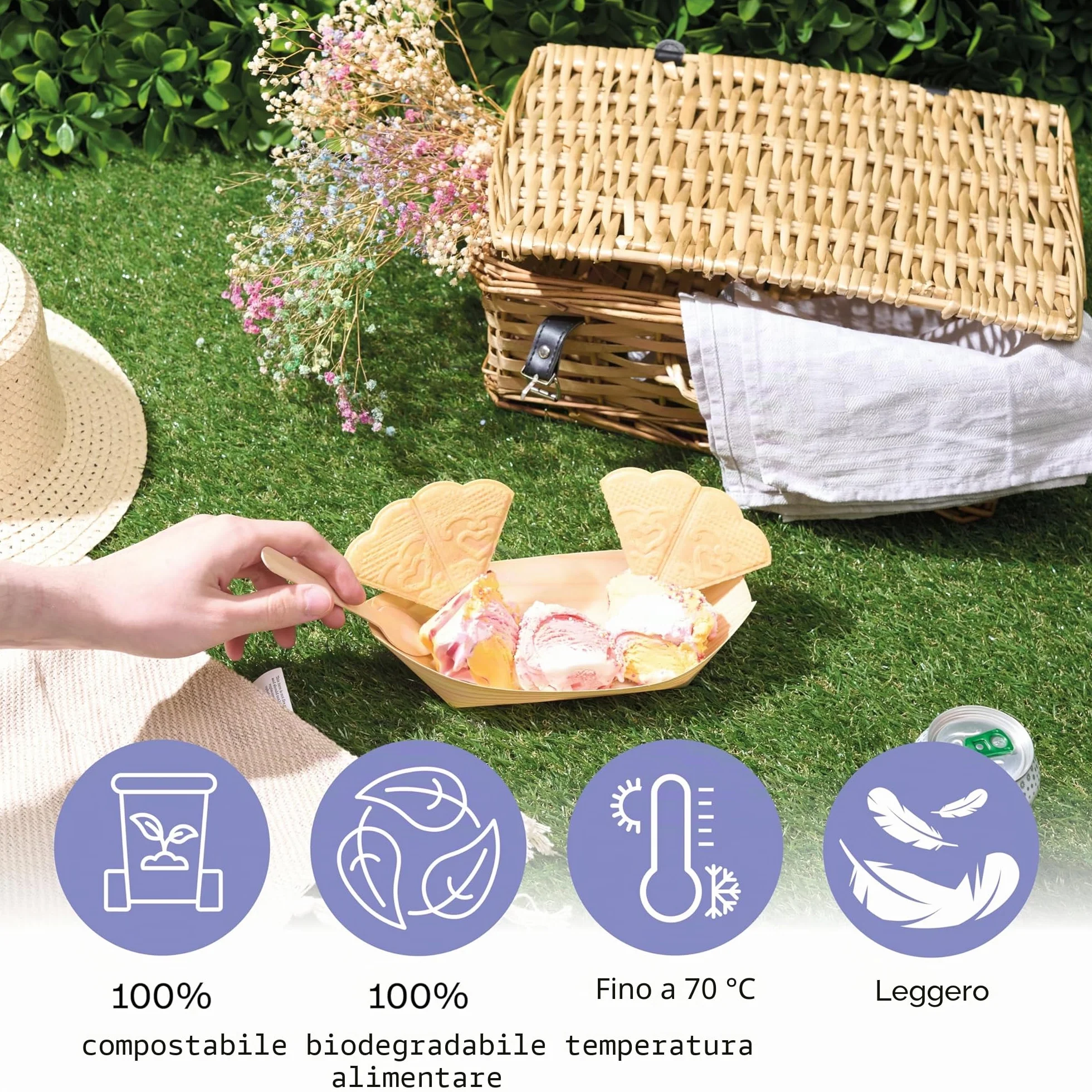 Matana 100 Barchette in Bambù Monouso, 21x11cm - Ciotole in Legno Biodegradabili per Finger Food