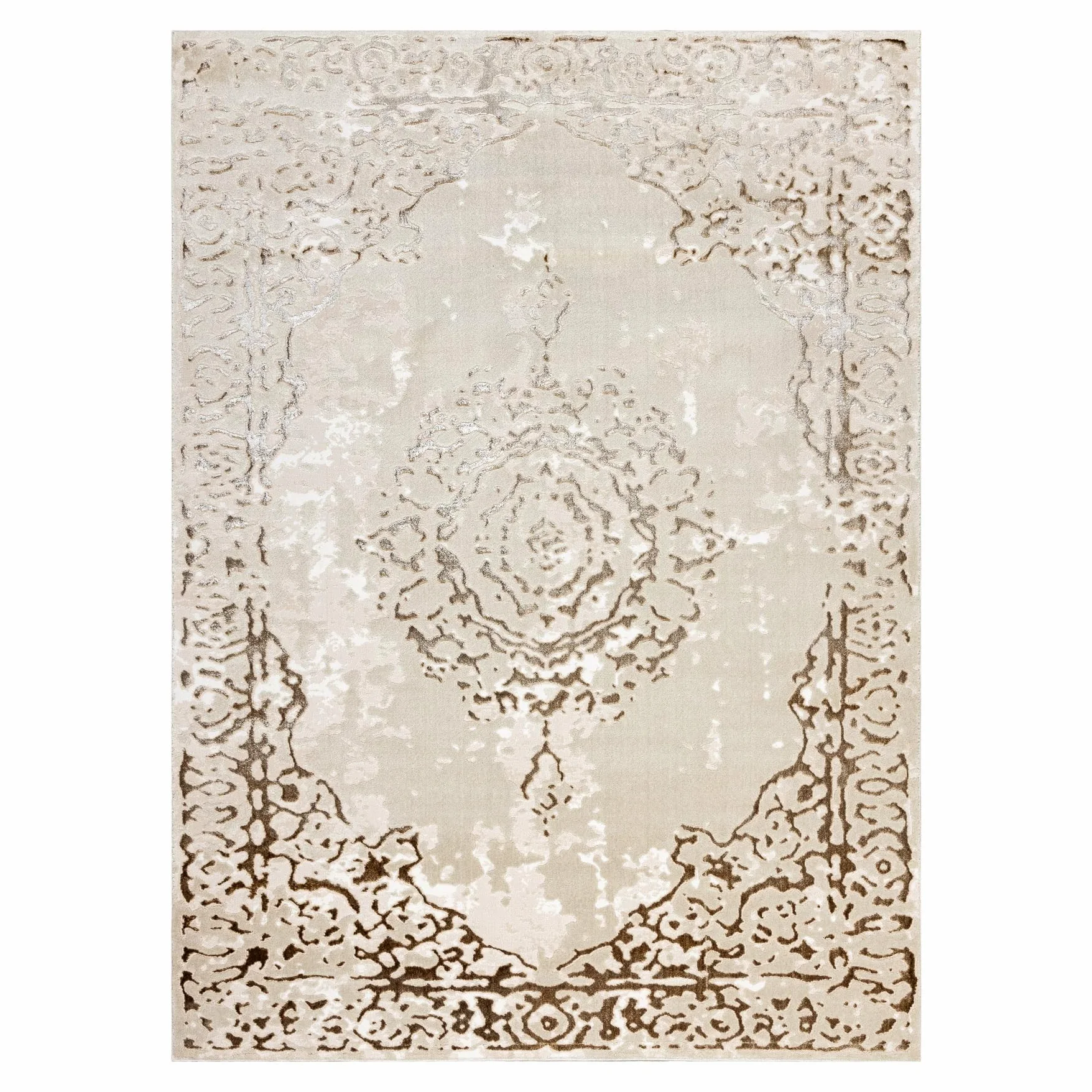 rugsx Tappeto ALLURE 1961 Tappeto moderno con cornice ornamentale in Crema/Oro - Elegante e glamour per soggiorno e camera da letto - 160x220 cm