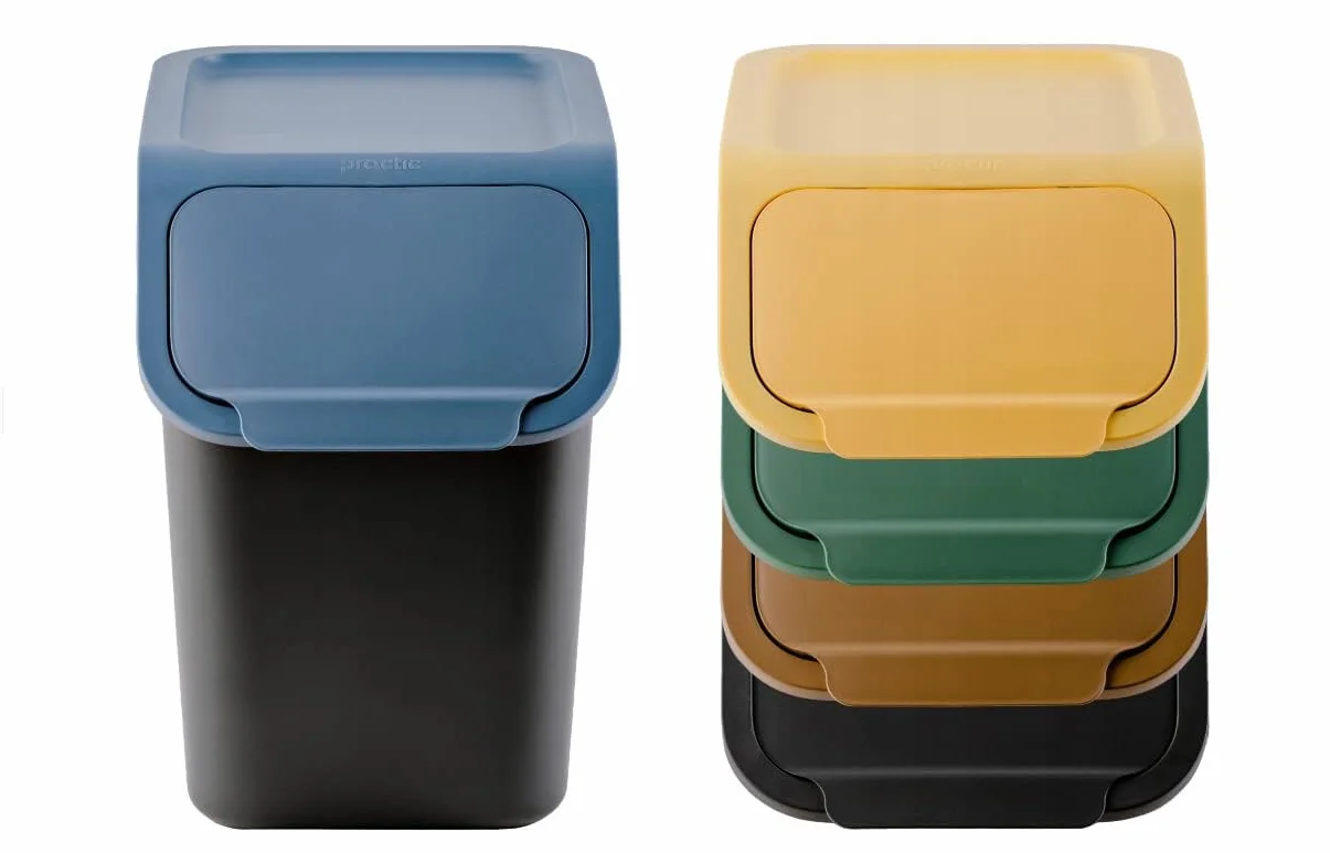 Pattumiera da Cucina, Raccolta Differenziata Cucina, Set da 4 pezzi: 3x 25L + 1x 4,5L, Secchiello Domestico,Cestino Per Rifiuti, Secchio per Immondizia, Casa Contenitori
