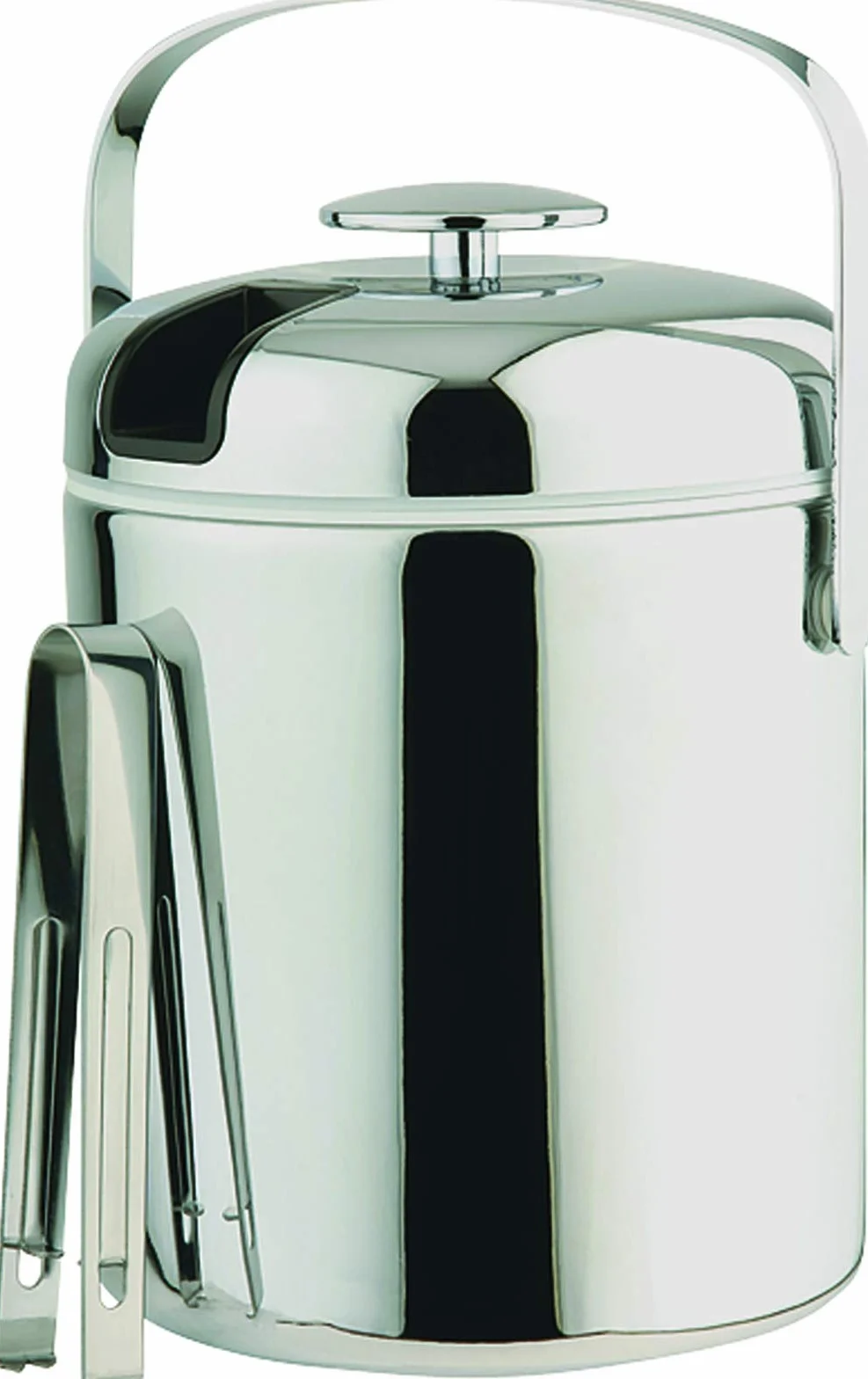 APS Eiseimer 36015, Set Secchiello Ghiaccio con Pinza, Acciaio Inox, 16x14x22 cm, Argento