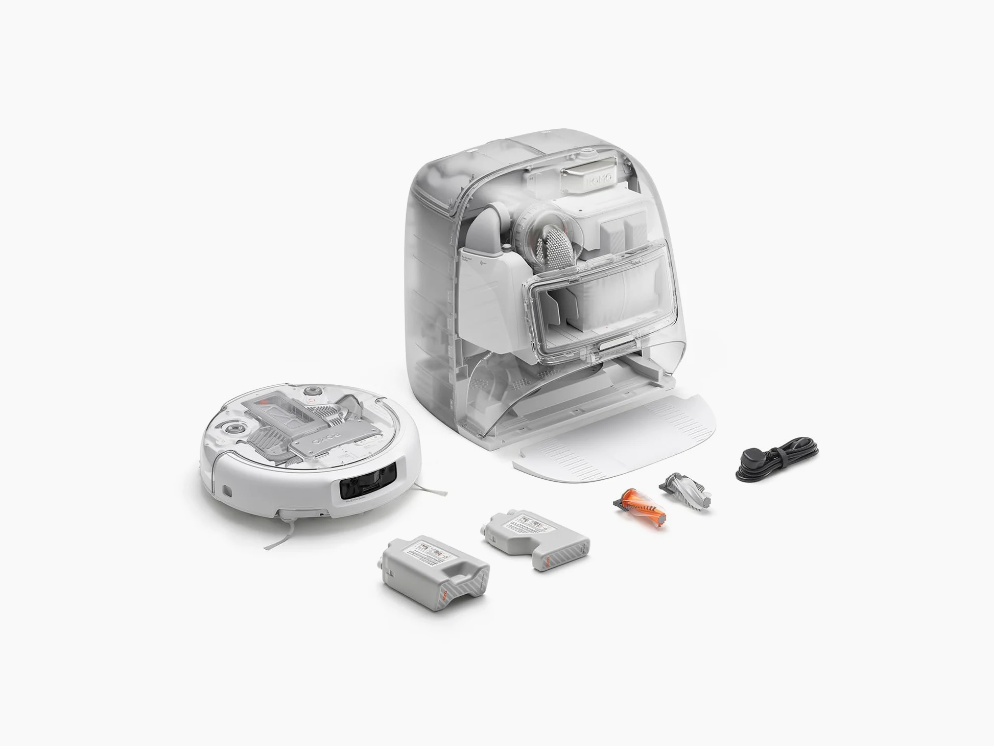 DJI ROMO P Robot Aspirapolvere Lavapavimenti con Mappatura, 25000 Pa, Rilevamento Ostacoli a Livello di Drone, Antigroviglio, Stazione Base Autopulente, 200 Giorni senza Manutenzione, Trasparente