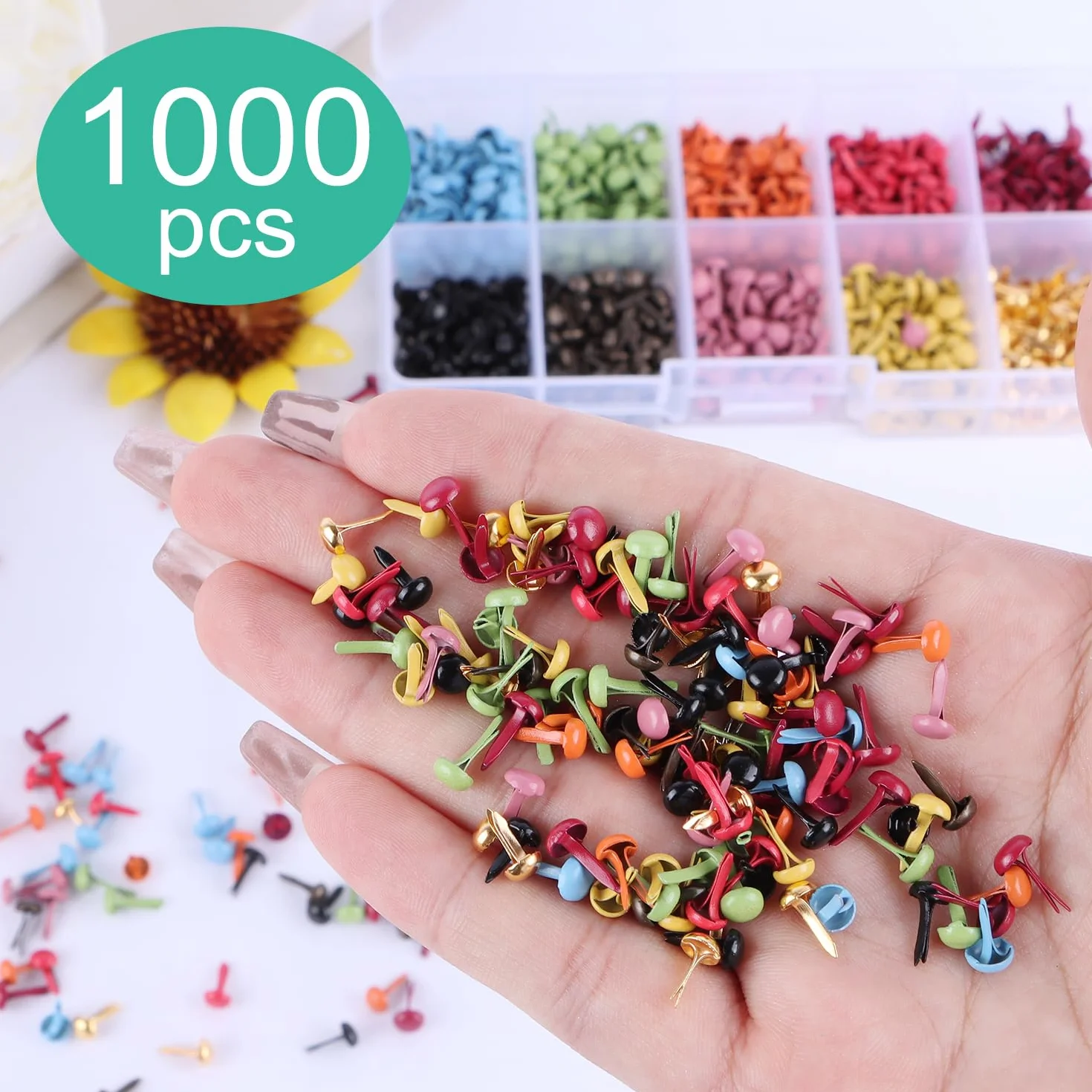 Fermacampioni Piccoli Metallo 4.5x8mm 1000pcs Elementi di Fissaggio in Carta Antiruggine Scrapbooking