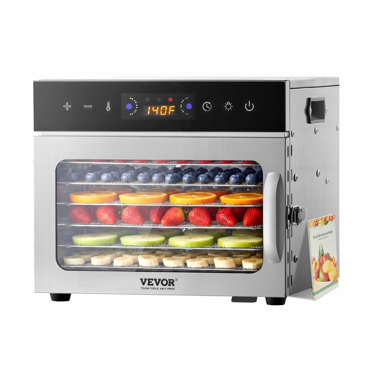 VEVOR Disidratatore Alimentare 6 Vassoi in Acciaio Inox, Essiccatore Elettrico per Alimenti da 400 W Temperatura Regolabile Timer, Liofilizzatore per Carne Secca, Frutta, Verdura, Erbe