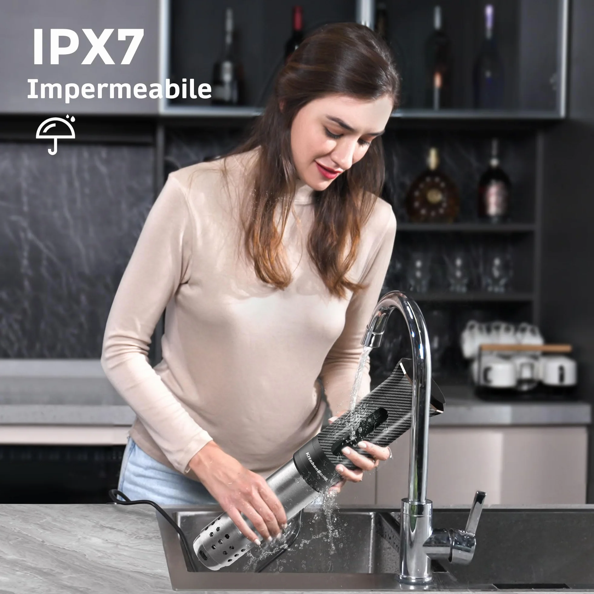 KitchenBoss WiFi Sous Vide Roner 1100W IPX7 40℃-90℃ LED Display Ultra-Silenzioso