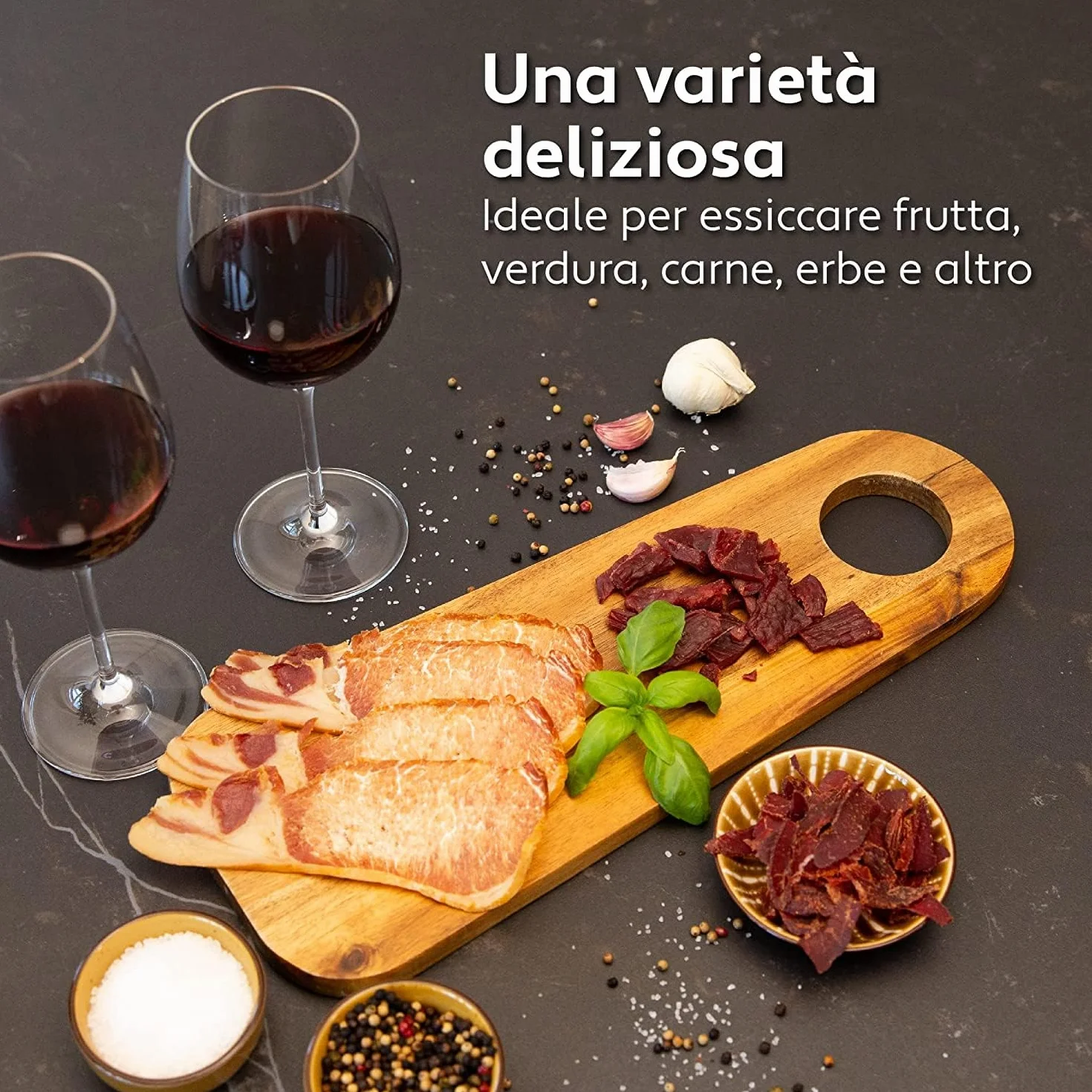 Vita5 Essiccatore Alimentare con 6 Vassoi in Acciaio Inox - Essicatore Frutta e Verdura 24 Ore Timer - Disidratatore Alimenti Temperatura Regolabile 35-75°C - 650W Essiccatore da Casa in Inox