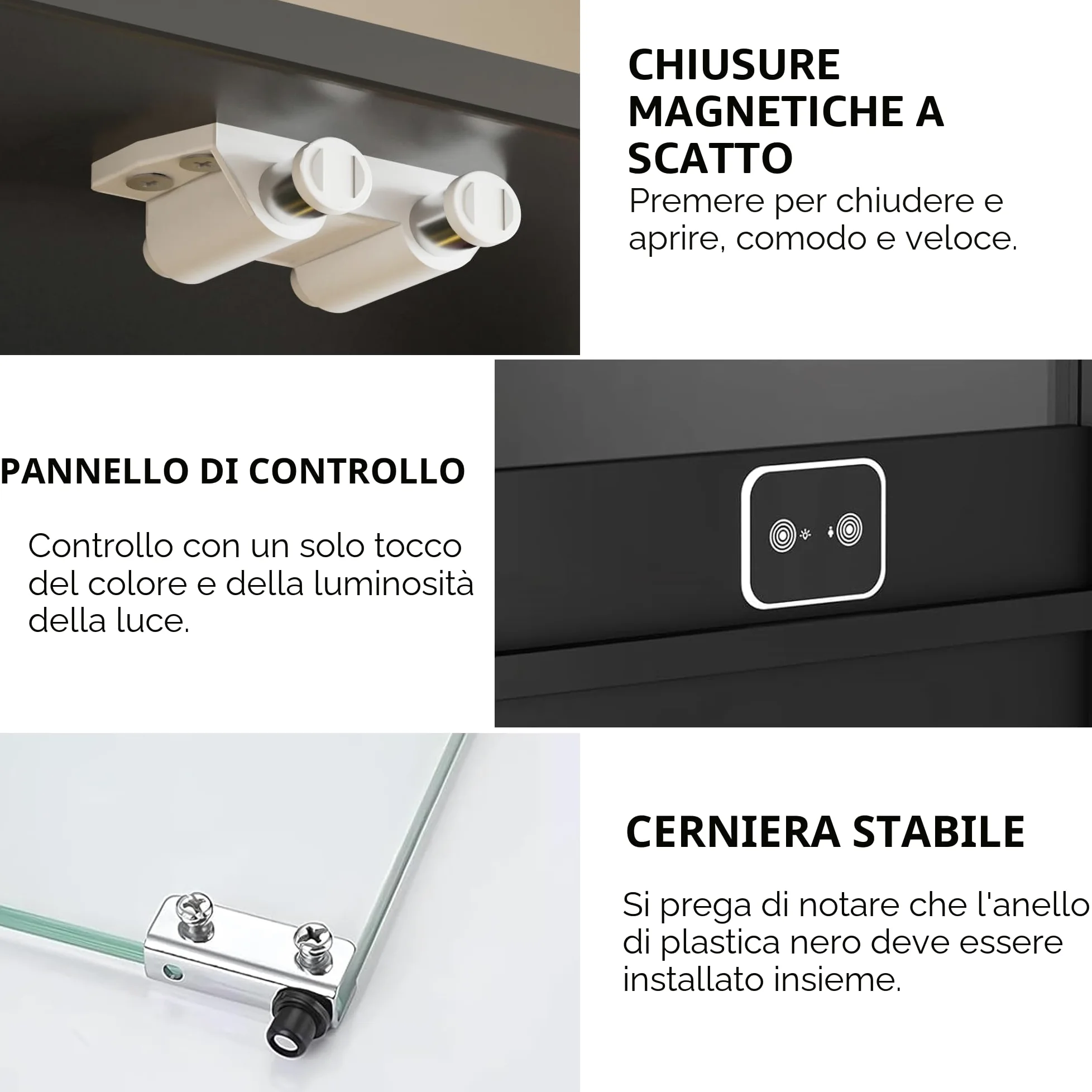 MSFE Mobile Vetrina in Vetro con LED, Vetrina Espositiva con Sensore Intelligente, Vetrinetta per Collezionismo, 4 Ripiani Vetrinetta Autoportante in vetro, Ogni Strato Porta 15 kg