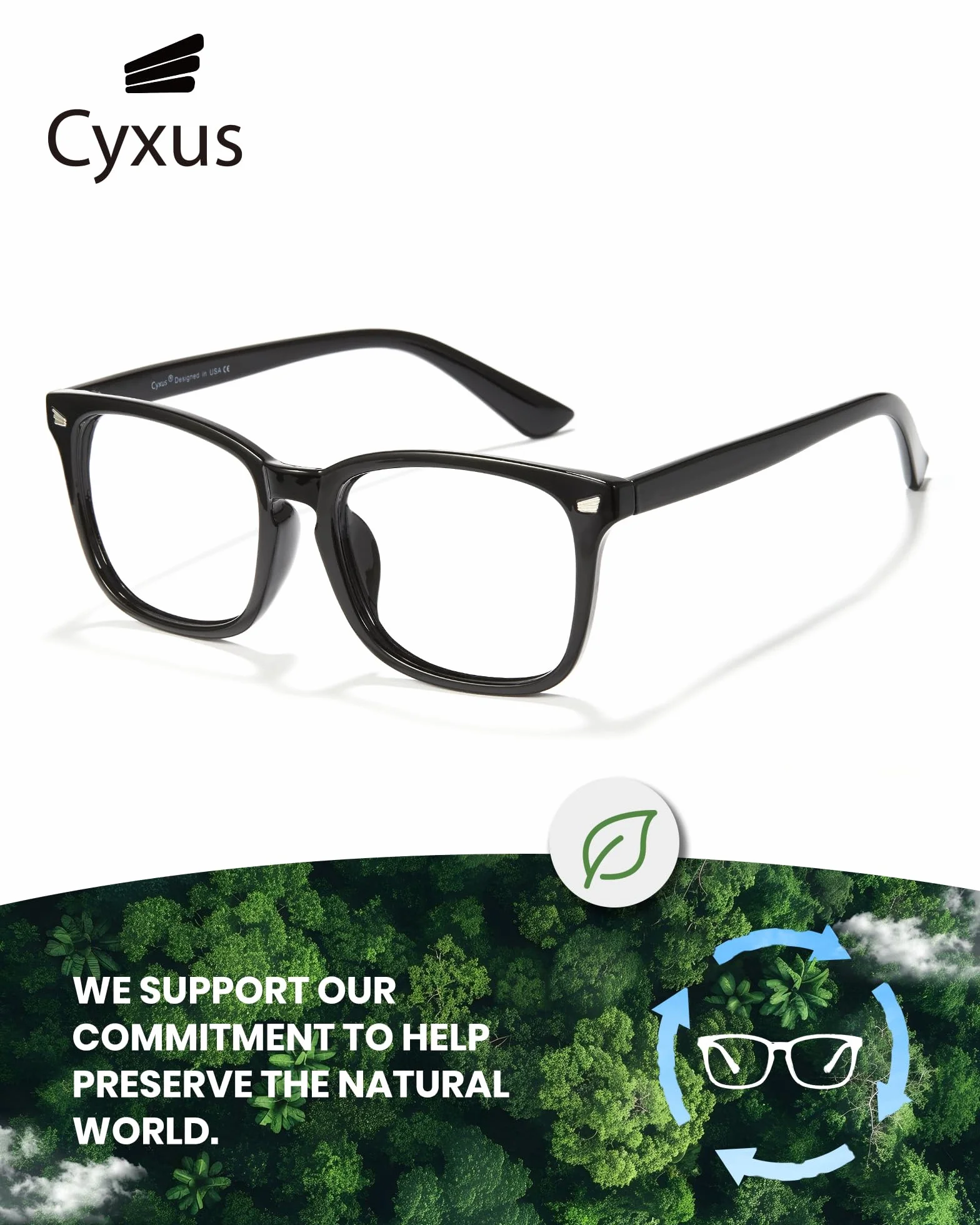 Cyxus Filtro luce blu occhiali senza montatura per gioco PC TV Tablet