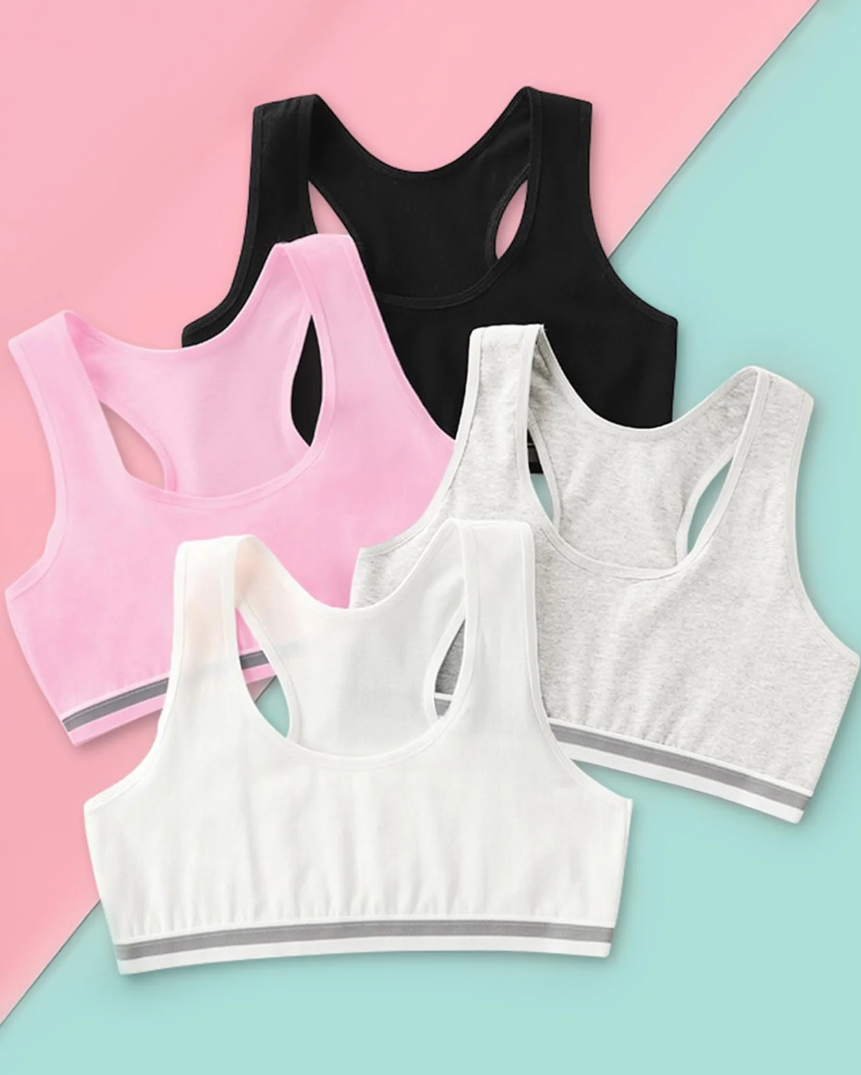 Domee Reggiseni Sportivi Intimo Cotone Bambina Ragazze 6-12 Anni 4 Pack