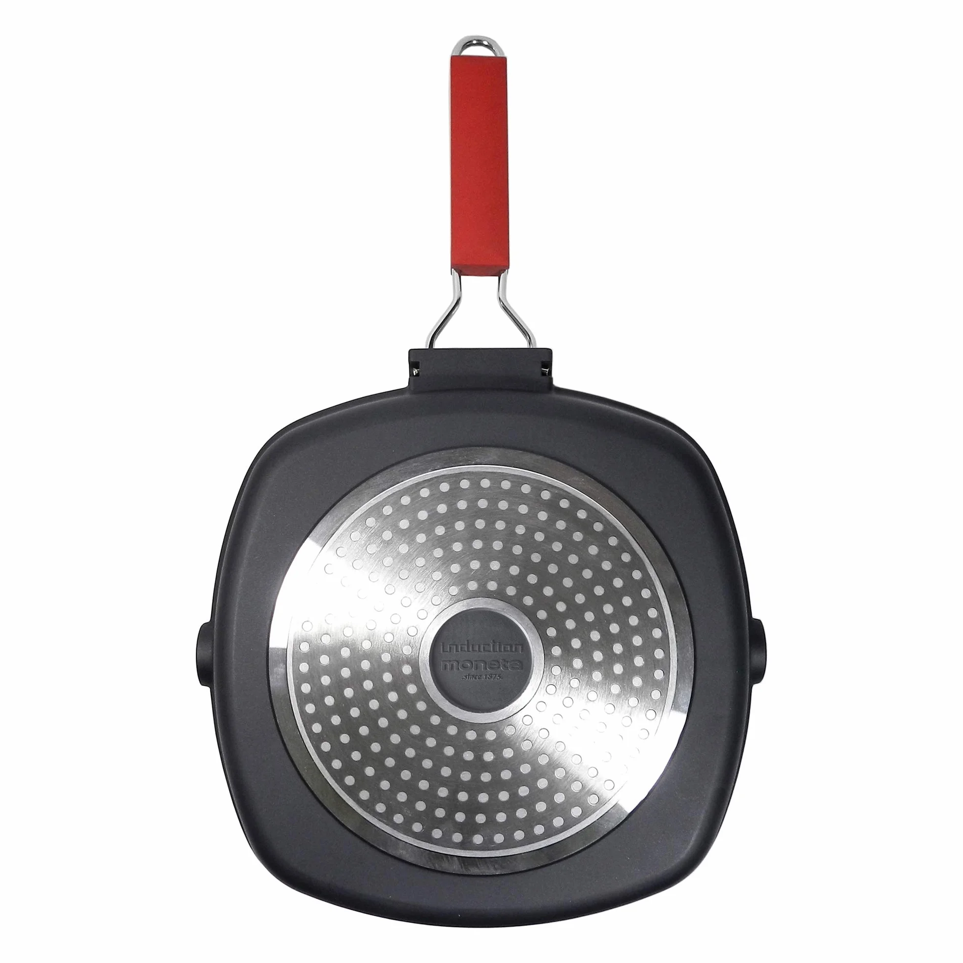 Moneta Bistecchiera antiaderente 28x28cm Pro Grill con manico pieghevole induzione