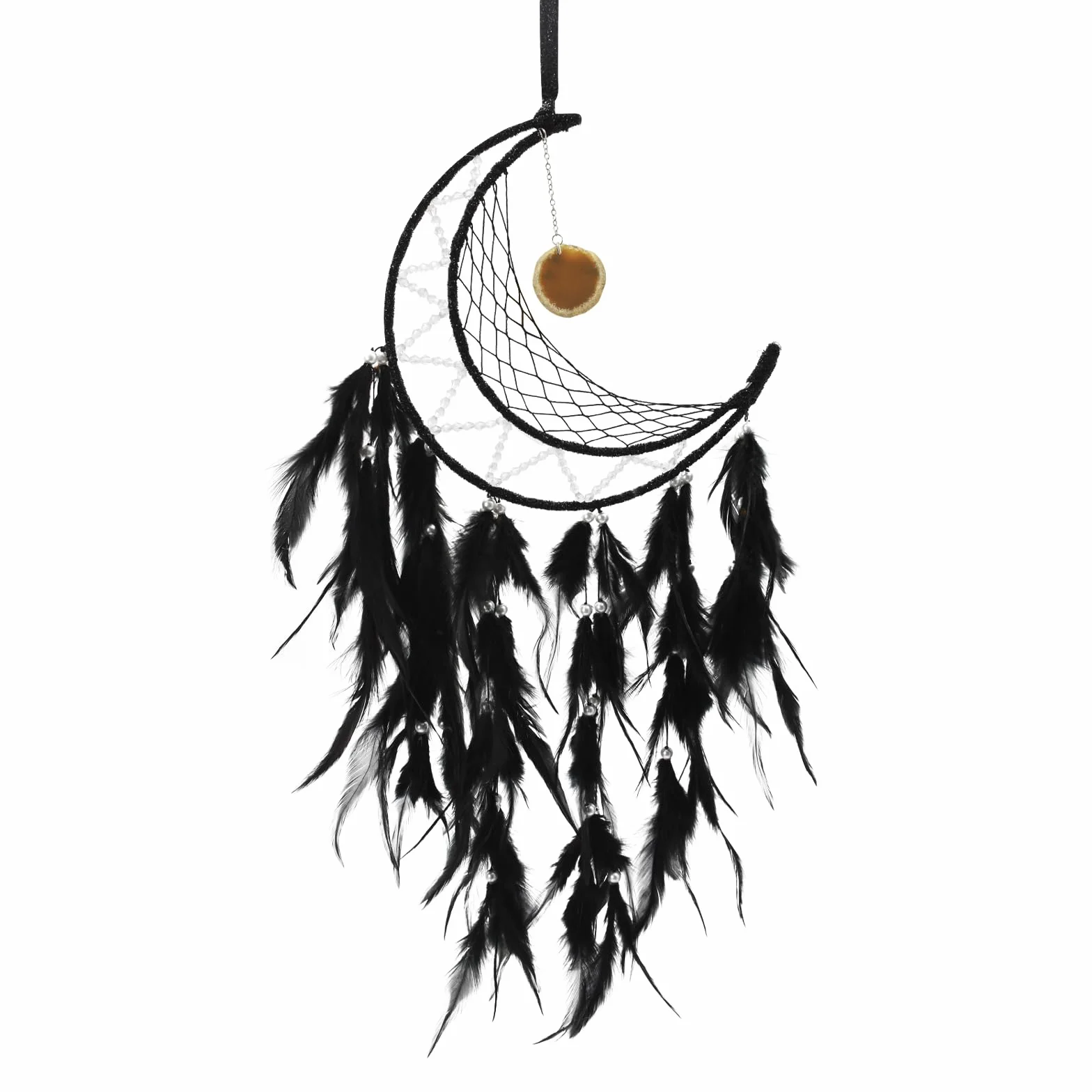 Acchiappasogni Luna Handmade decorazione da parete Boho per camera da letto regalo nero