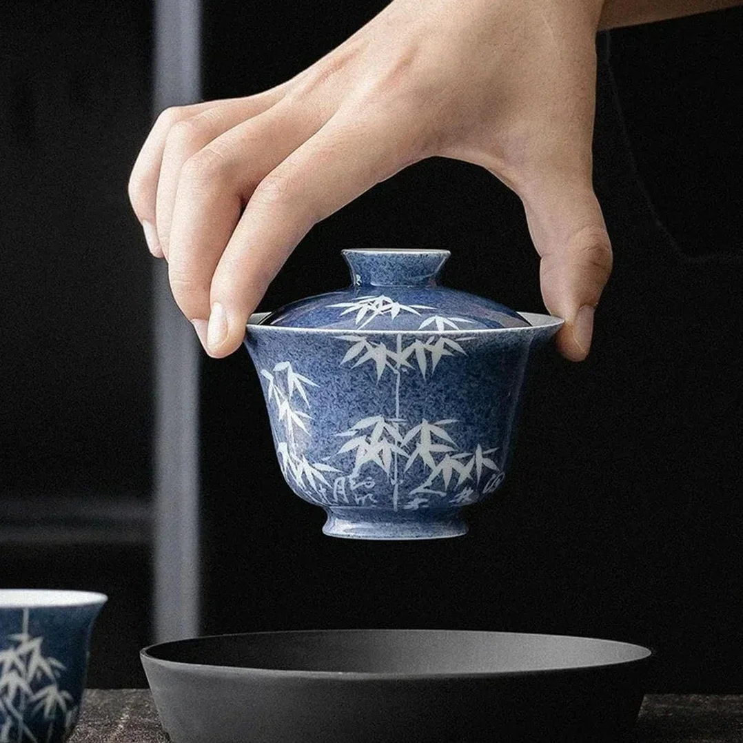 QQLADY Gaiwan Porcellana Cinese Set da tè 100 ml Kung Fu Chawan Tazza