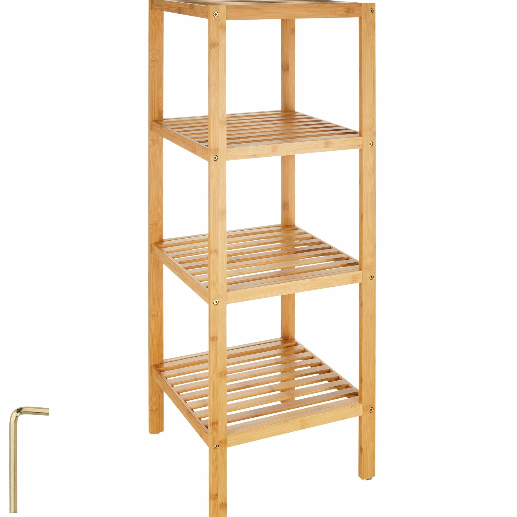 tectake Mobiletto Bagno Salvaspazio 33x33x97 cm Scaffale Organizer Bagno 4 Ripiani Bambu per Bagnoschiuma Trucchi Asciugamani Piante
