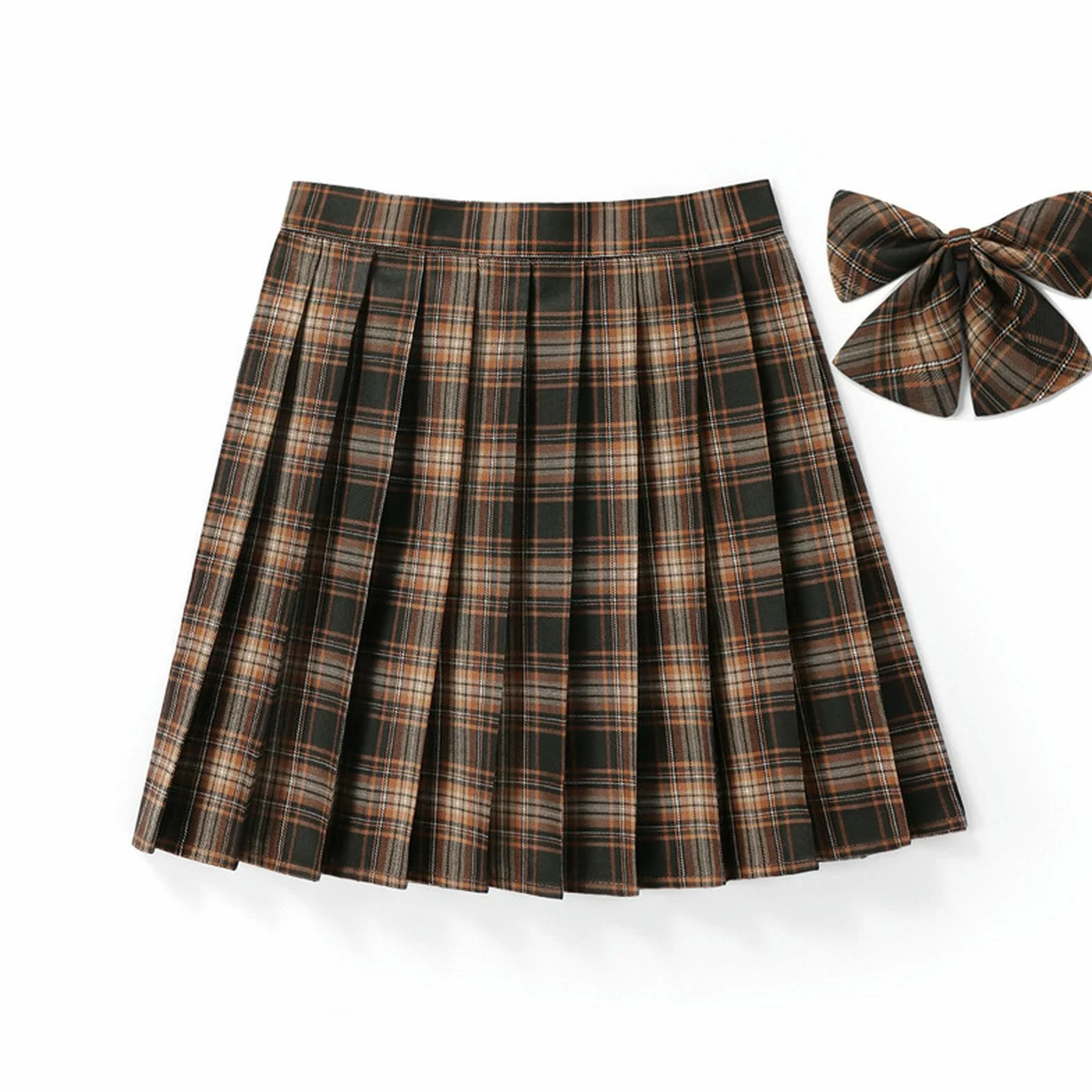 Gonna Scozzese Uniforme Scolastica a Pieghe Performance Ragazza Morbida Rossa + Papillon XXS