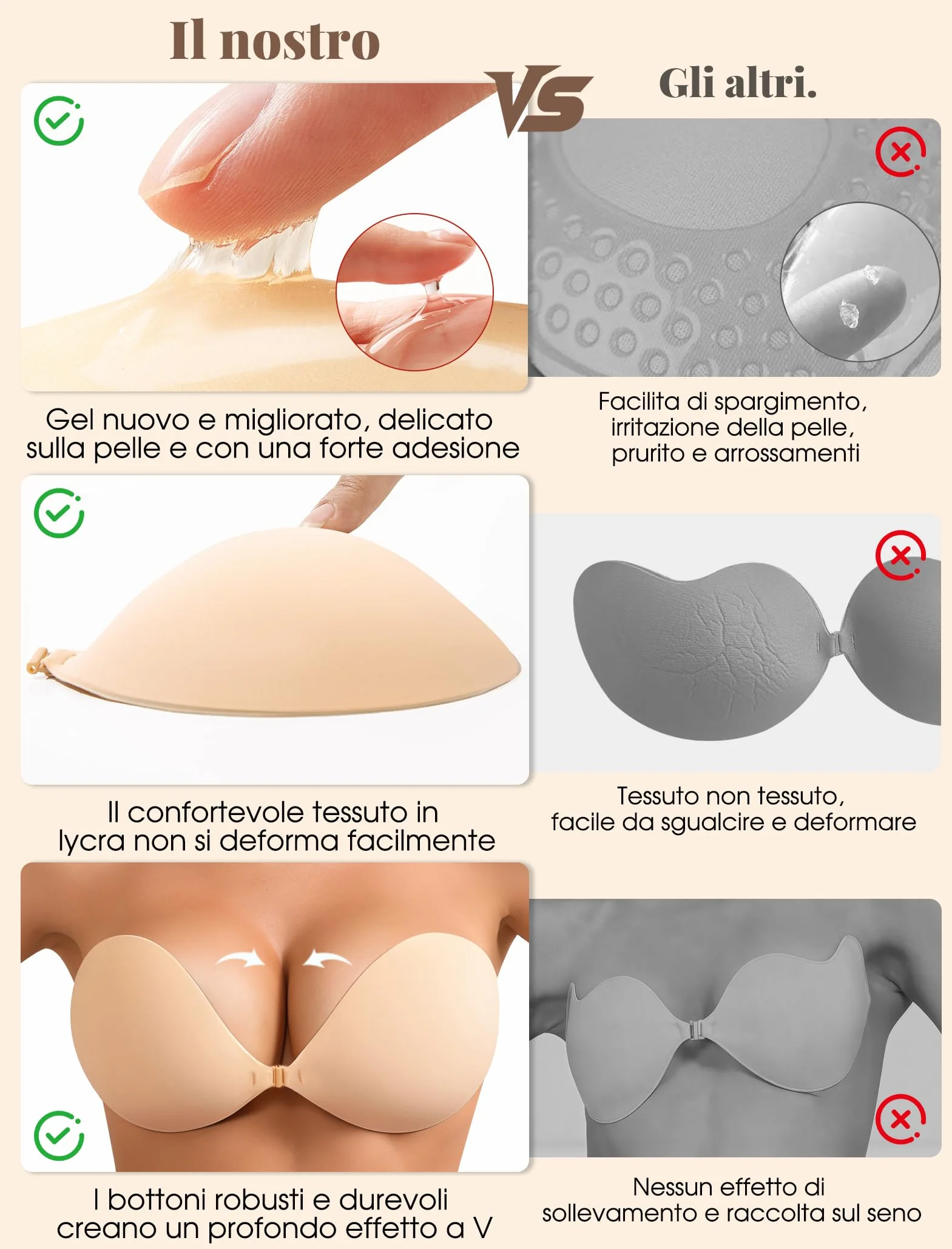 Reggiseno Invisibile Adesivo Push Up Silicone Riutilizzabile Sticky Bra