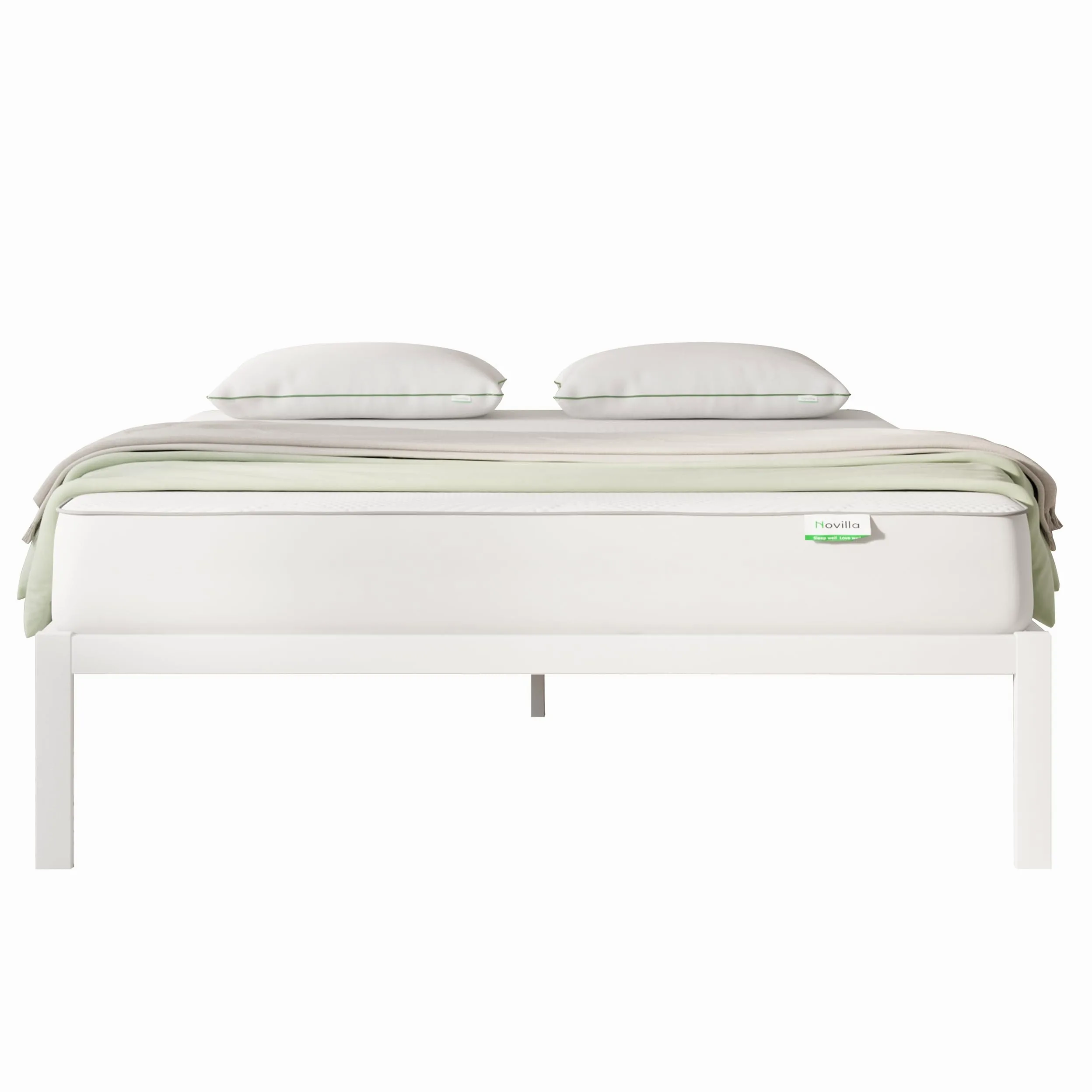 Novilla Rete Letto Matrimoniale 160x190 Struttura Letto a Doghe in Legno, Spazio di Archiviazione Sotto al Letto, Facile da Montare, Perfetto per Tutti Tipi di Letti e Materassi, Bianco