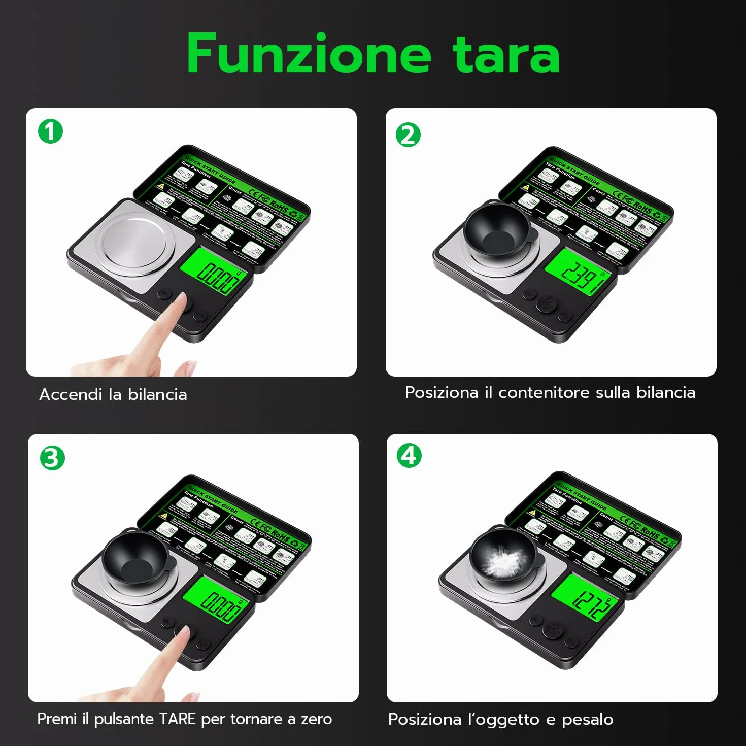 Wigearss 50g/0.001g Bilancia Milligrammi Alta Precisione, Bilancia Tascabile Digitale con Peso di Calibrazione, Pinzette, Vassoio e Misurino