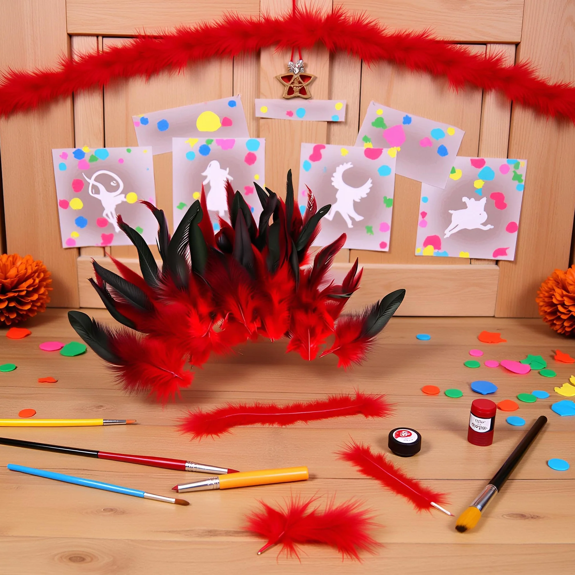 50 Naturali Piume Carnevale Halloween Costume Rosso Artigianato Pittura