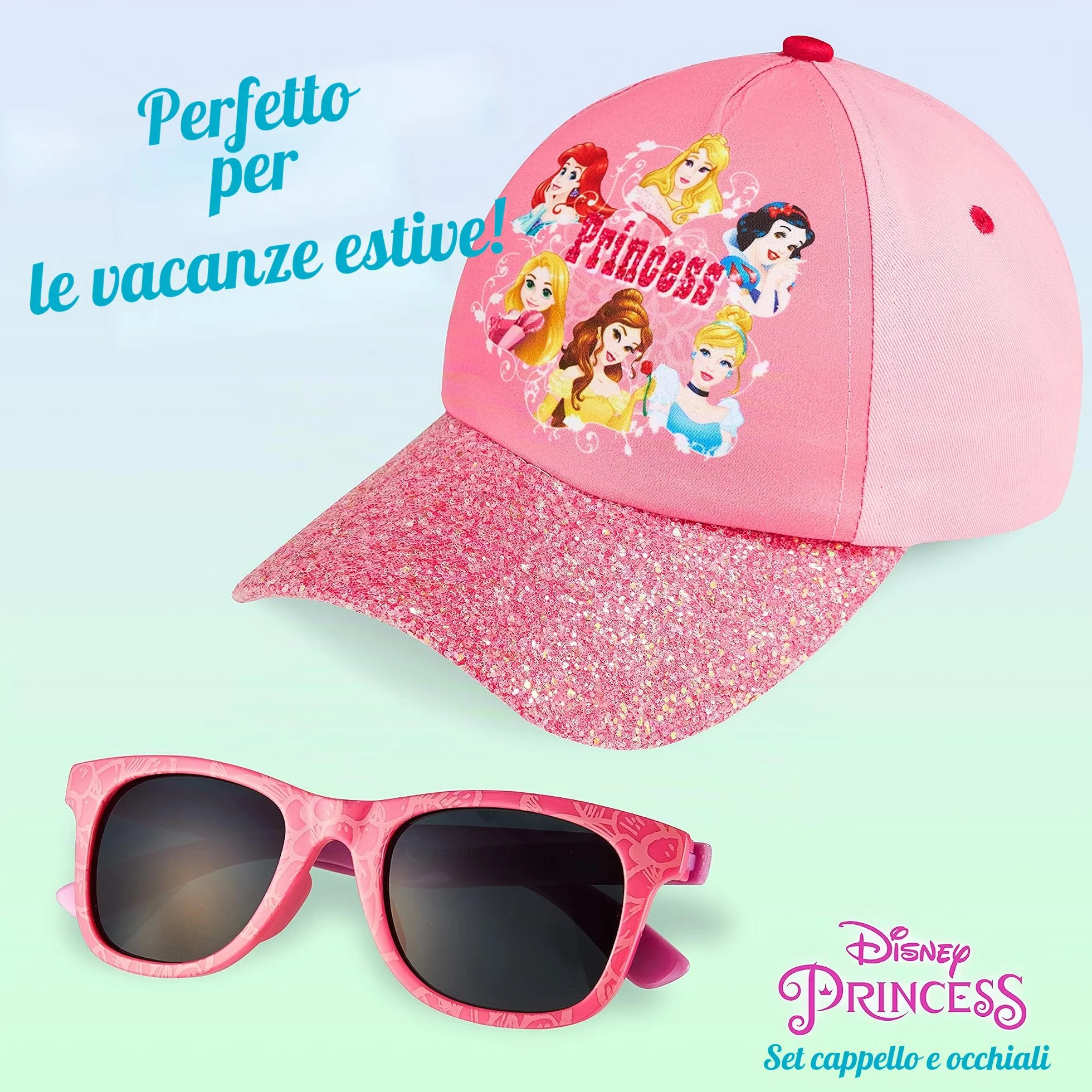 Disney Cappellino Bambina Visiera Estivo Occhiali da Sole Rosa Protezione UV