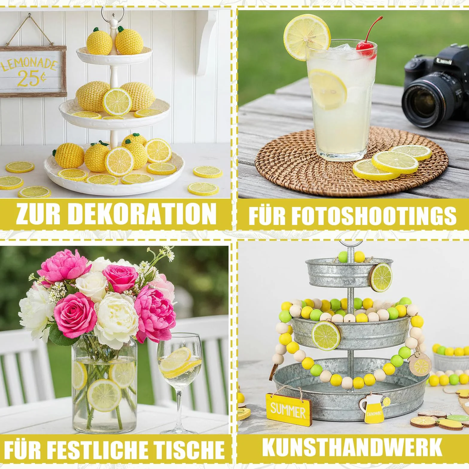 Fette di limone finte in plastica artificiali per decorazione limone