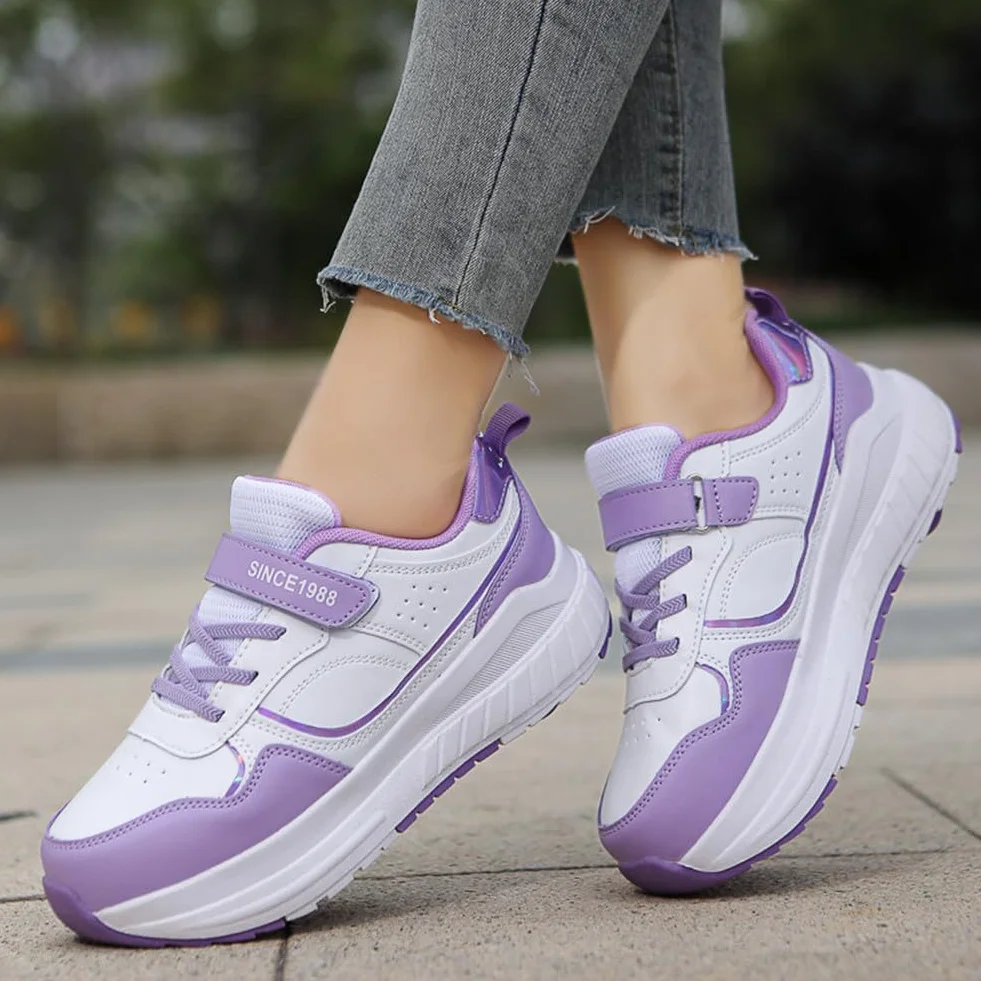 ENEN Scarpe con Rotelle Bambina Outdoor Stile Strada Sportive Skateboard 4 Ruote Sneakers Multisport Pattini Ragazze Ragazzi