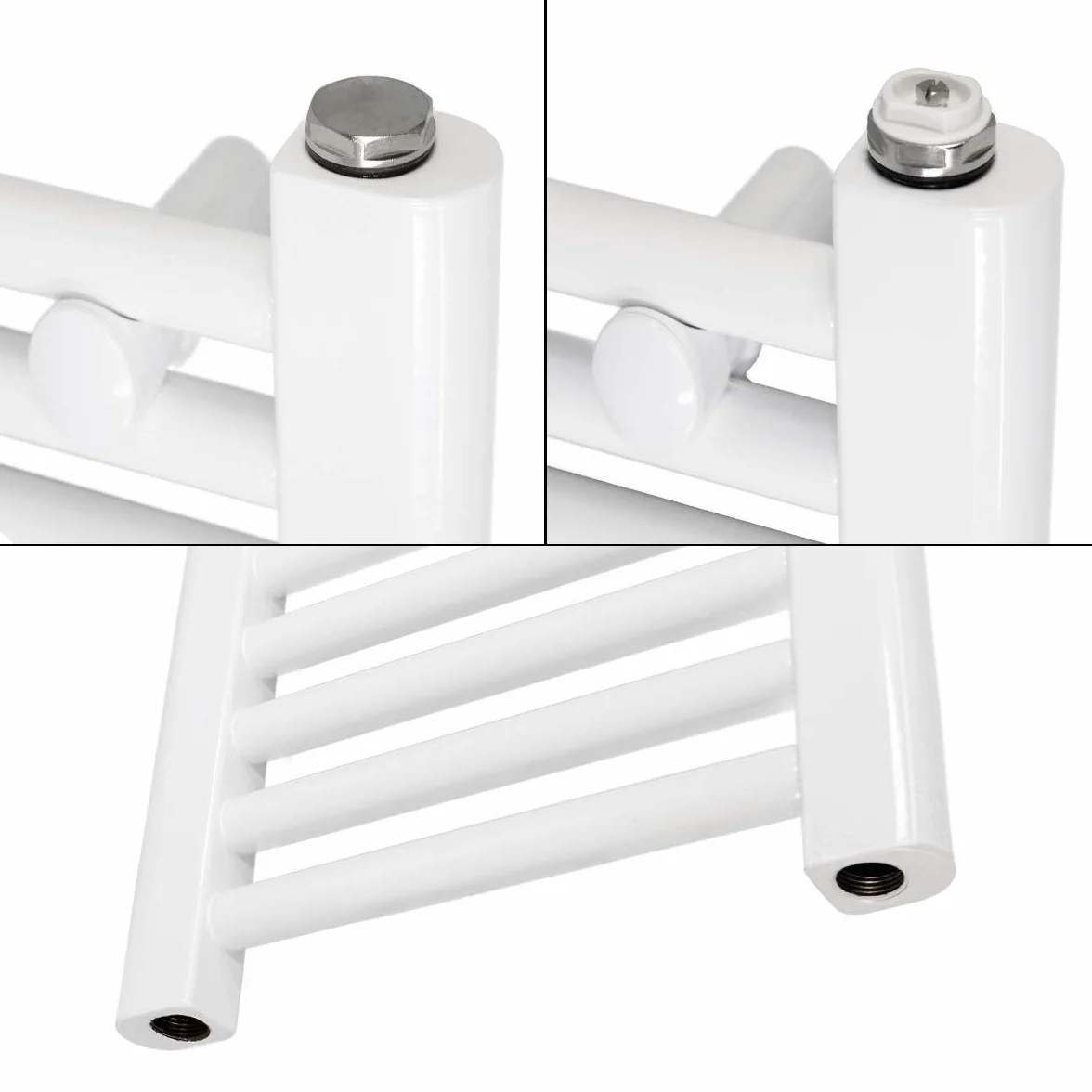 ECD Germany Radiatore Scaldasalviette Elettrico 900W Termoarredo da Bagno Moderno in Acciaio Bianco - 300 x 1400 mm - Bianco - Dritto con Attacco Laterale - Scaldasalviette 300x1400 mm 900W
