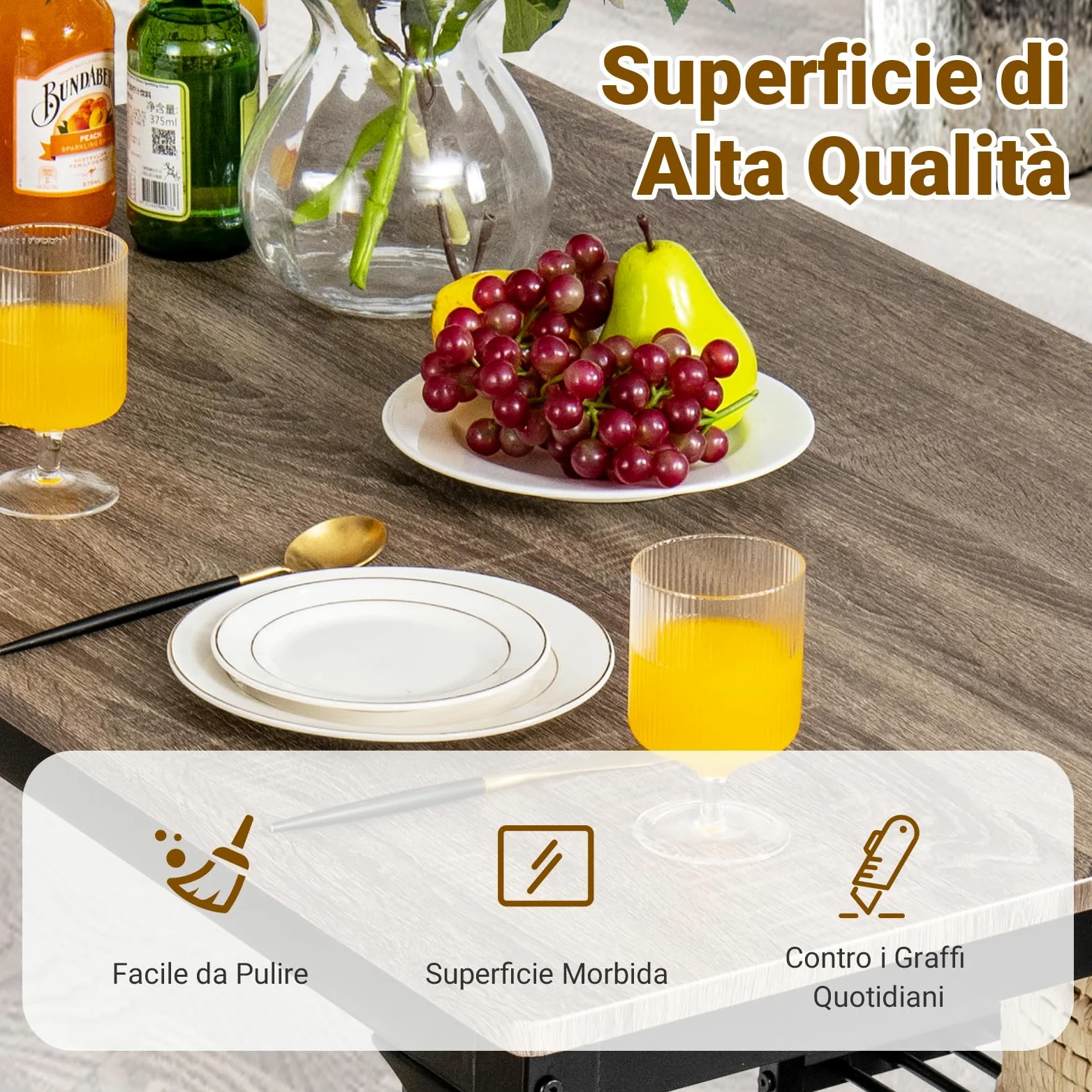 COSTWAY Set Tavolo e Sedie da Cucina 4 Pezzi, Tavolo da Pranzo con 2 Sedie e 1 Panca, Set Mobili da Cucina Salvaspazio con 4 Posti, per Sala da Pranzo e Soggiorno (Rovere grigio)