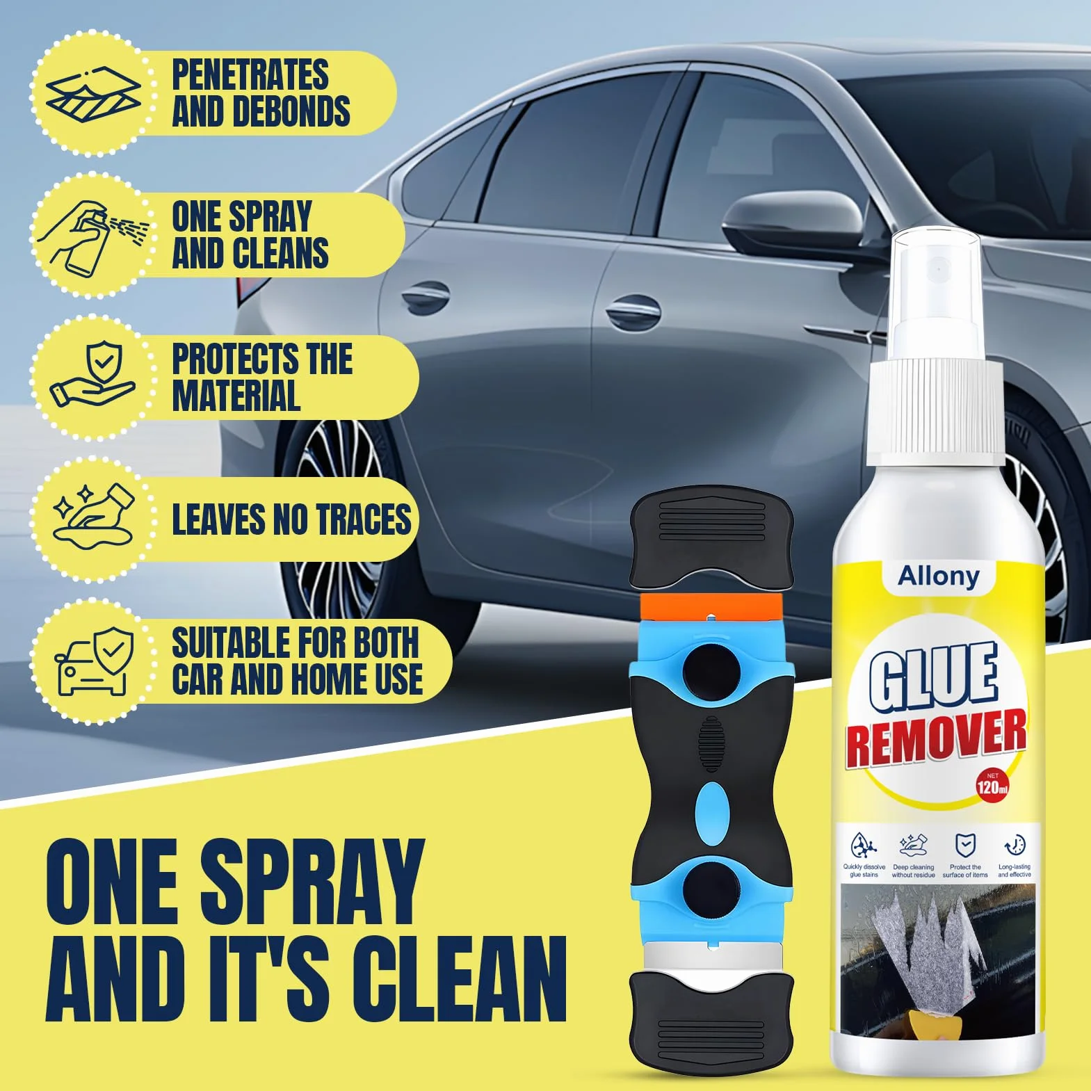 ALLONY Rimuovi Colla Spray Solvente per Etichette e Residui 120ML