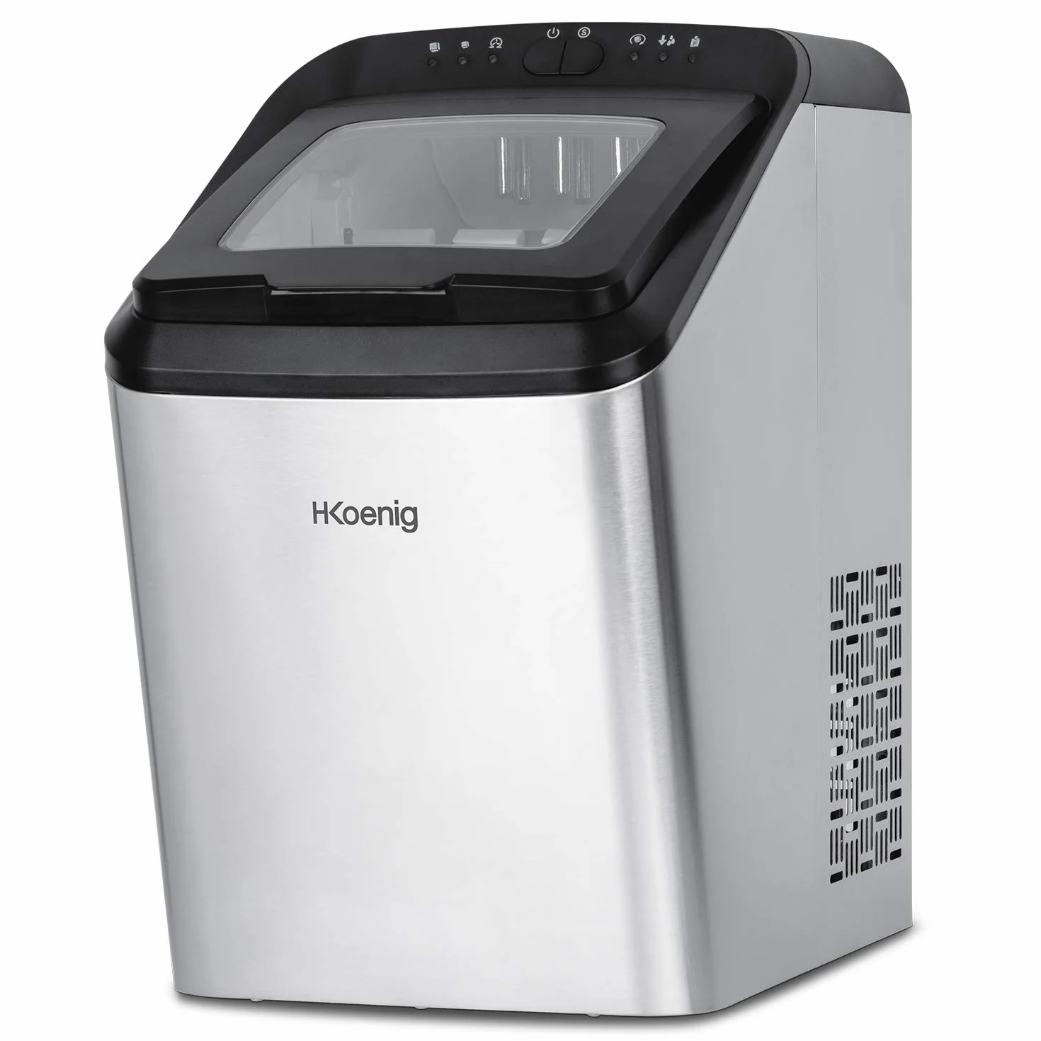 H.Koenig Macchina del ghiaccio KBP40, 15 kg di cubetti al giorno, 2 formati di cubetti di ghiaccio, automatico, compatto, collegabile al rubinetto, cubetti pronti in 6 minuti, serbatoio 2,8 L